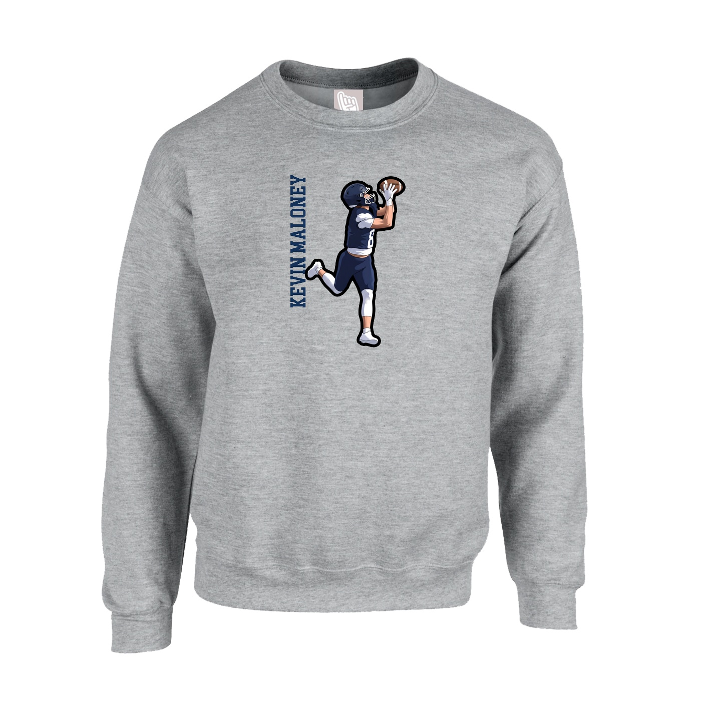 Fleece Crew — Name Vertical in Grey