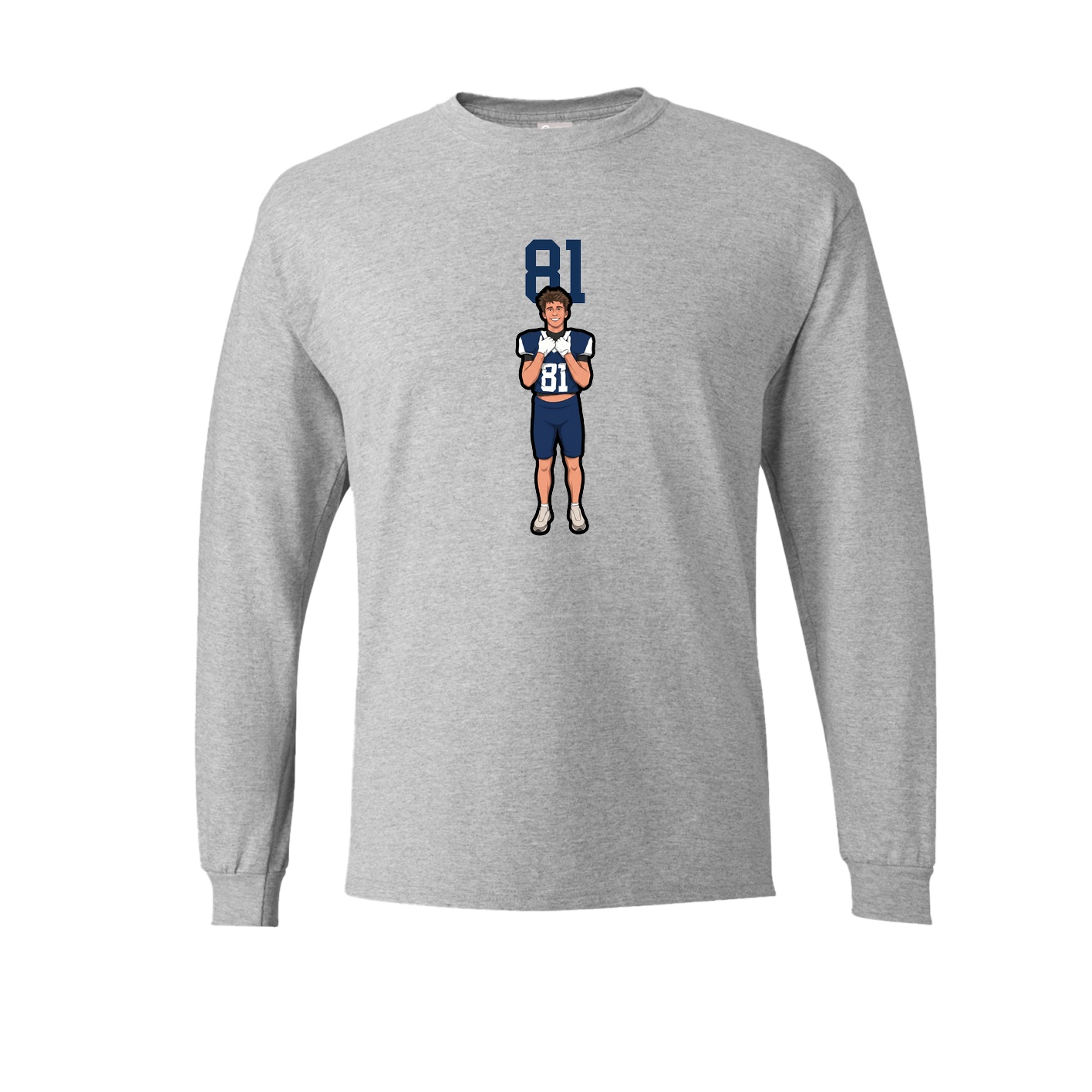 Long Sleeve Tee — Number Top in Grey