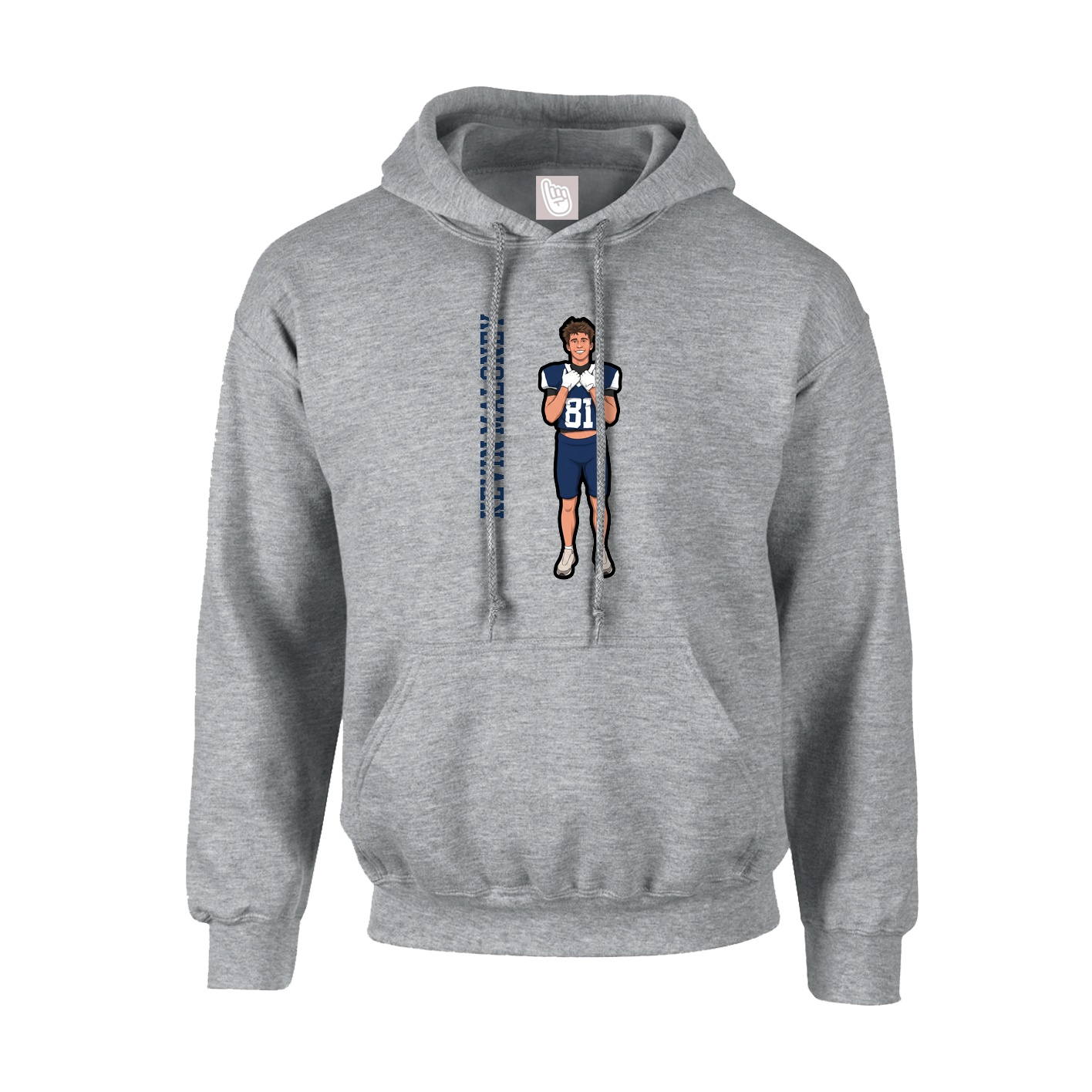 Youth Hoodie — Name Vertical in Grey