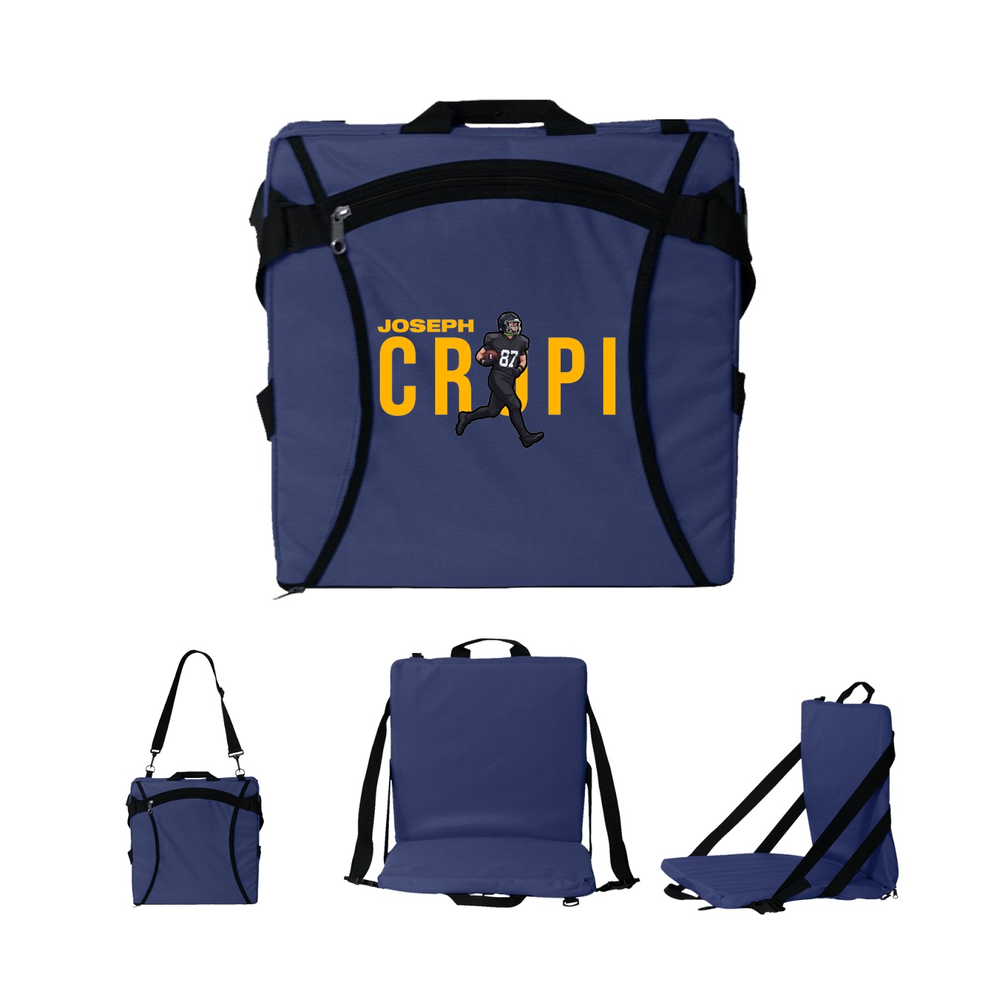 Folding Stadium Seat — Player Name in Navy