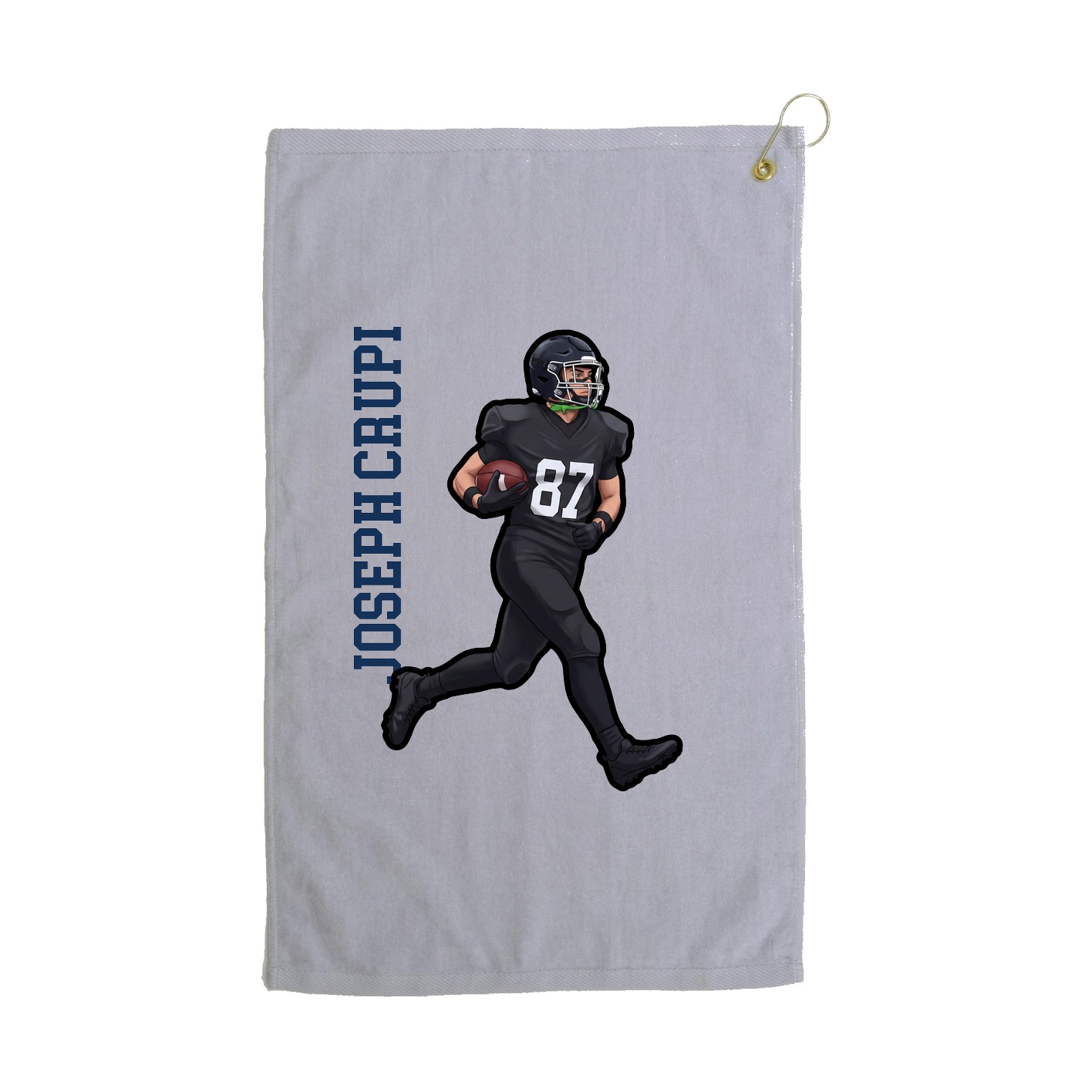 Golf Towel — Name Vertical in Grey