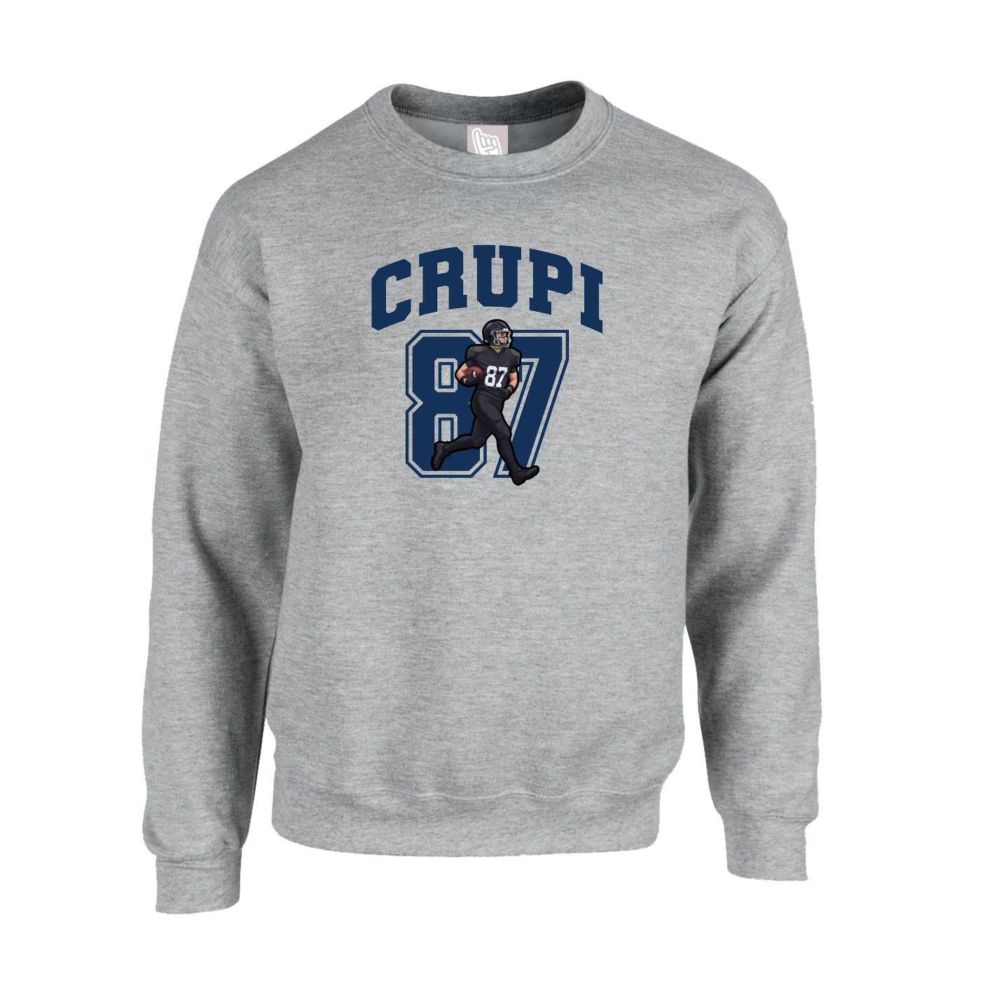 Fleece Crew — Number in Grey