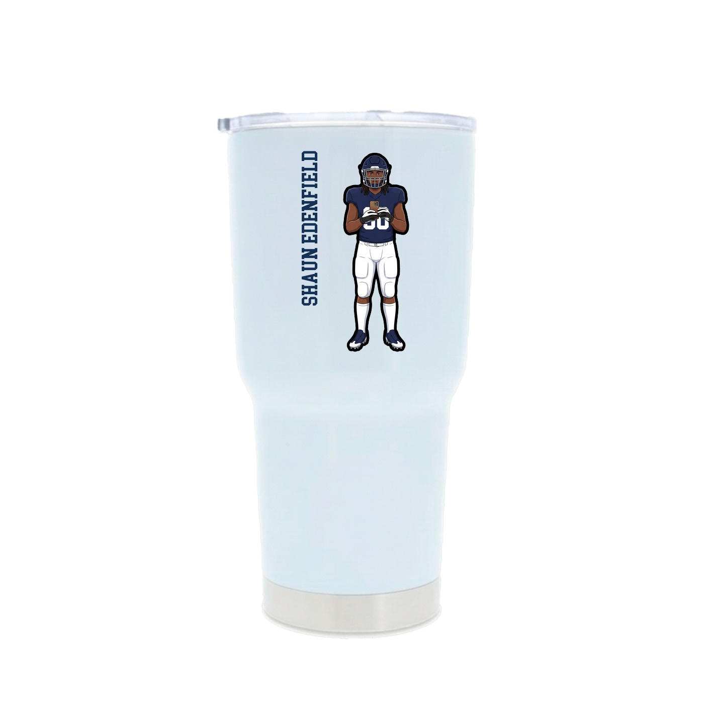 30oz Stainless Steel Tumbler — Name Vertical in White