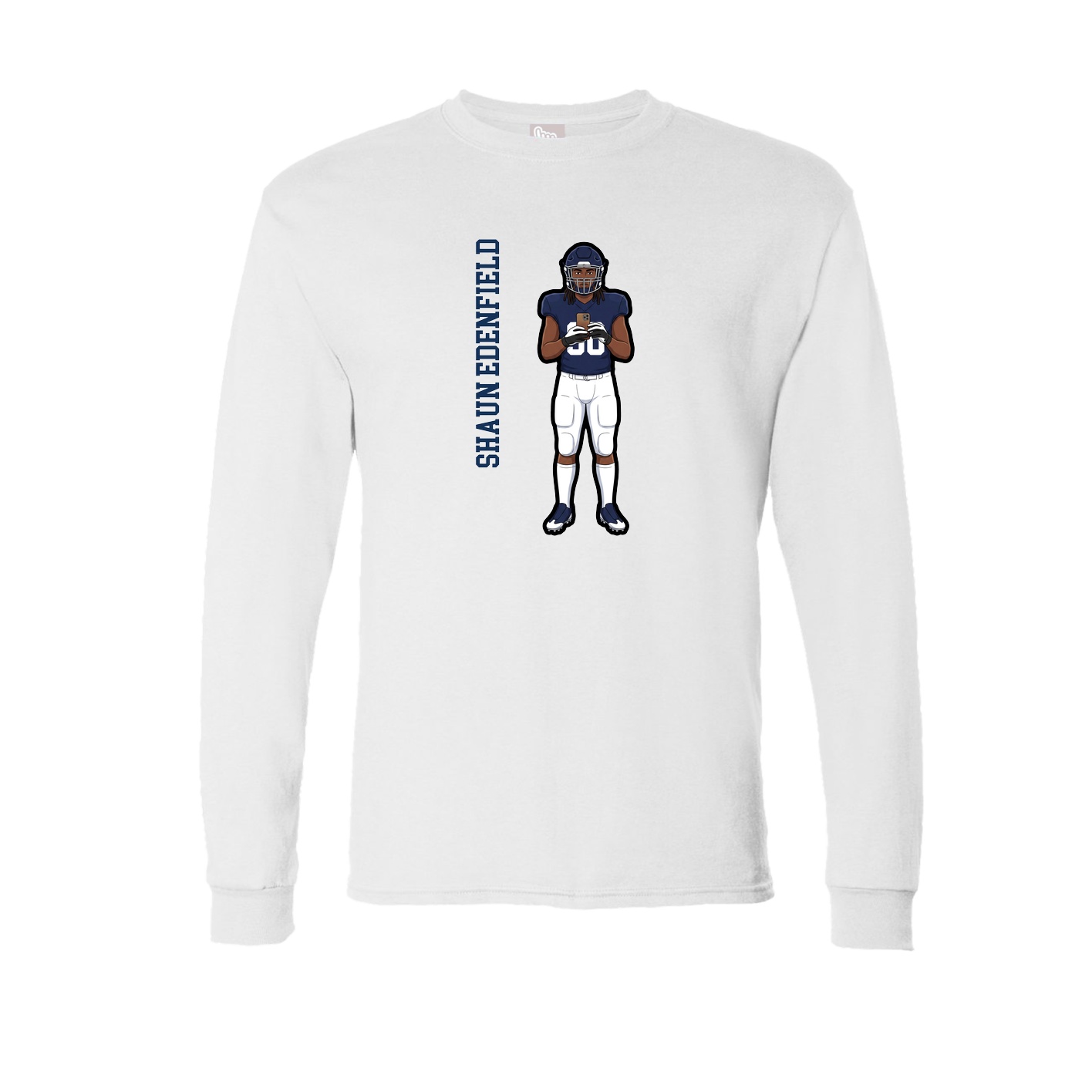 Long Sleeve Tee — Name Vertical in White