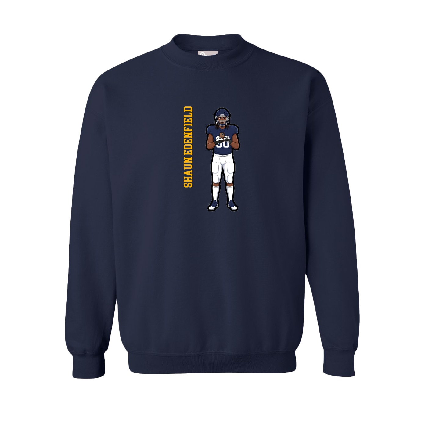 Fleece Crew — Name Vertical in Navy