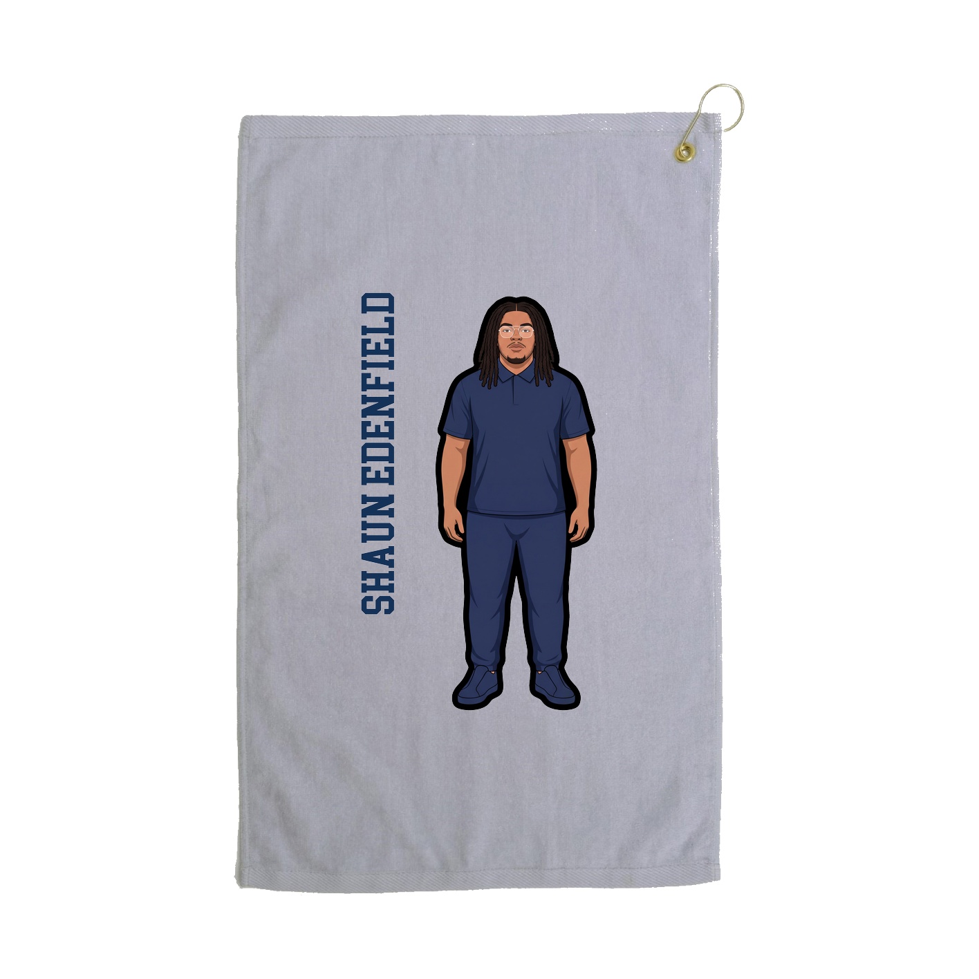 Golf Towel — Name Vertical in Grey
