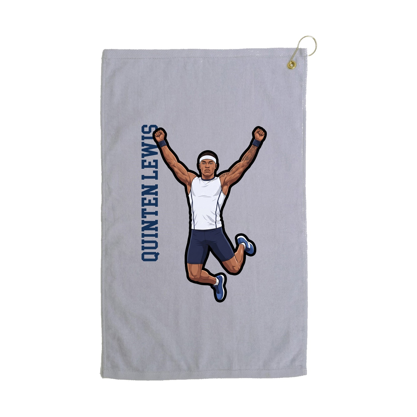 Golf Towel — Name Vertical in Grey