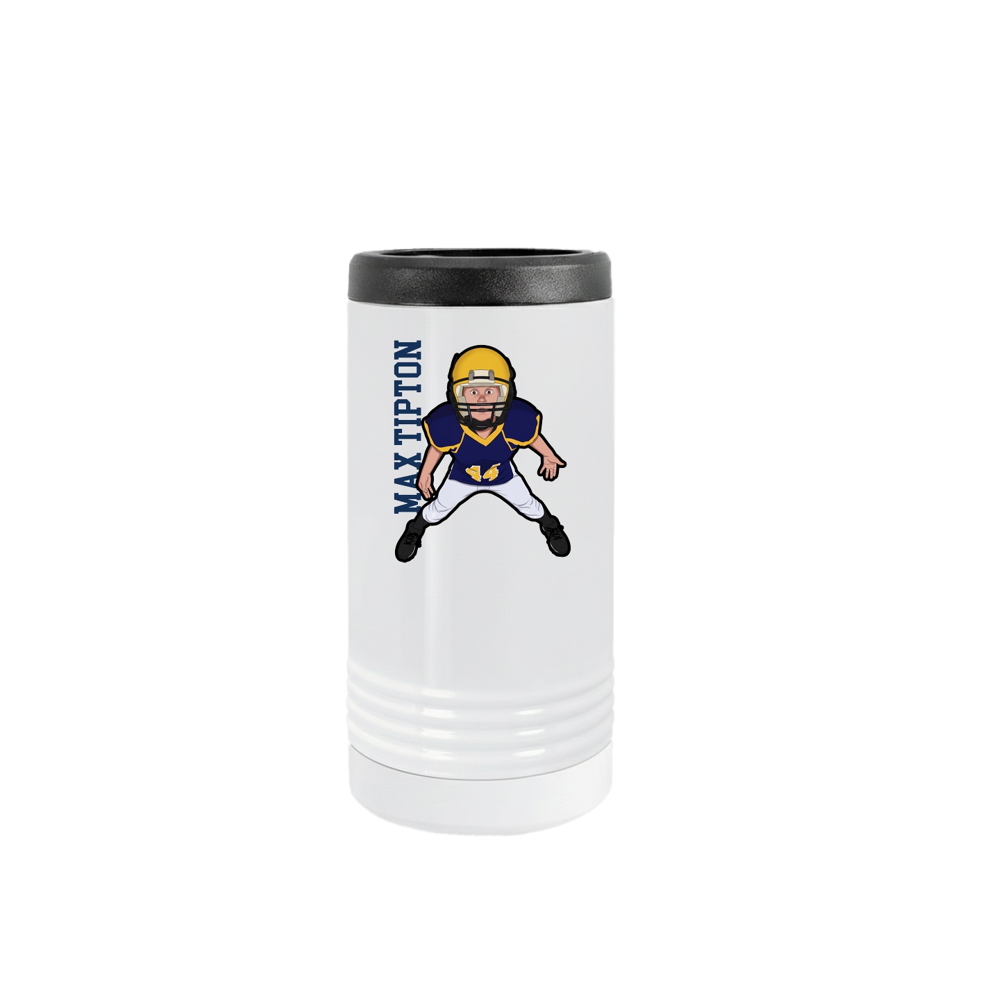 Slim Beverage Holder — Name Vertical in White