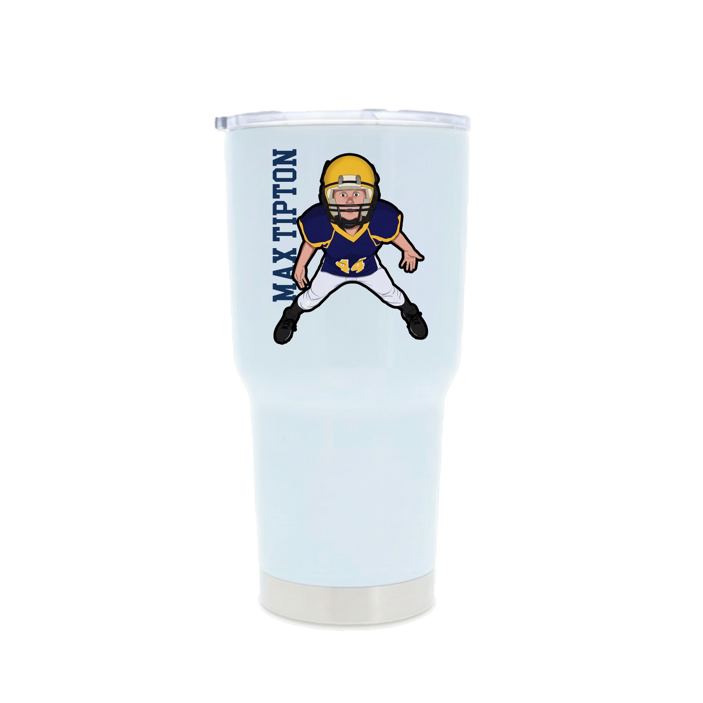 30oz Stainless Steel Tumbler — Name Vertical in White