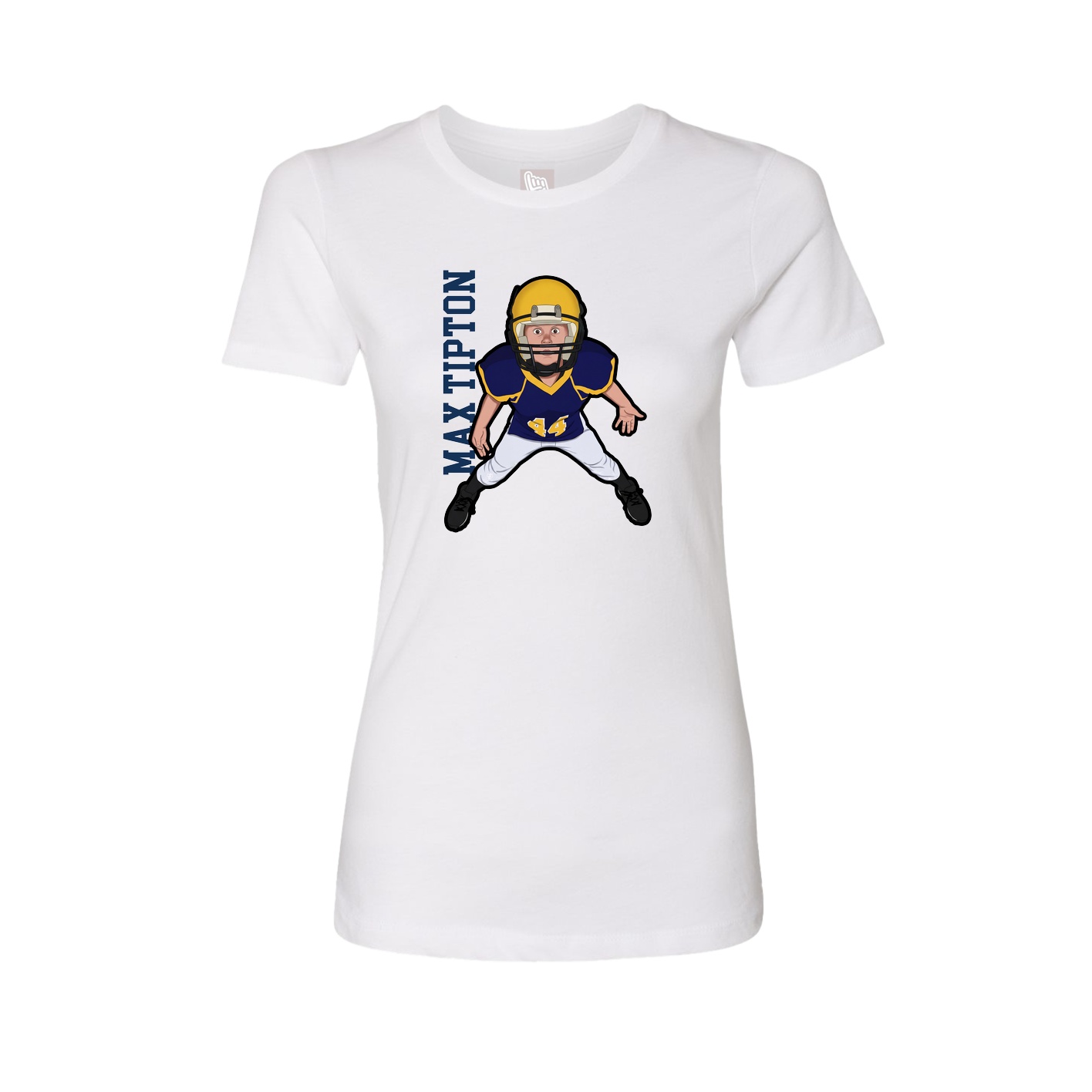 Fitted Women's Tee — Name Vertical in White