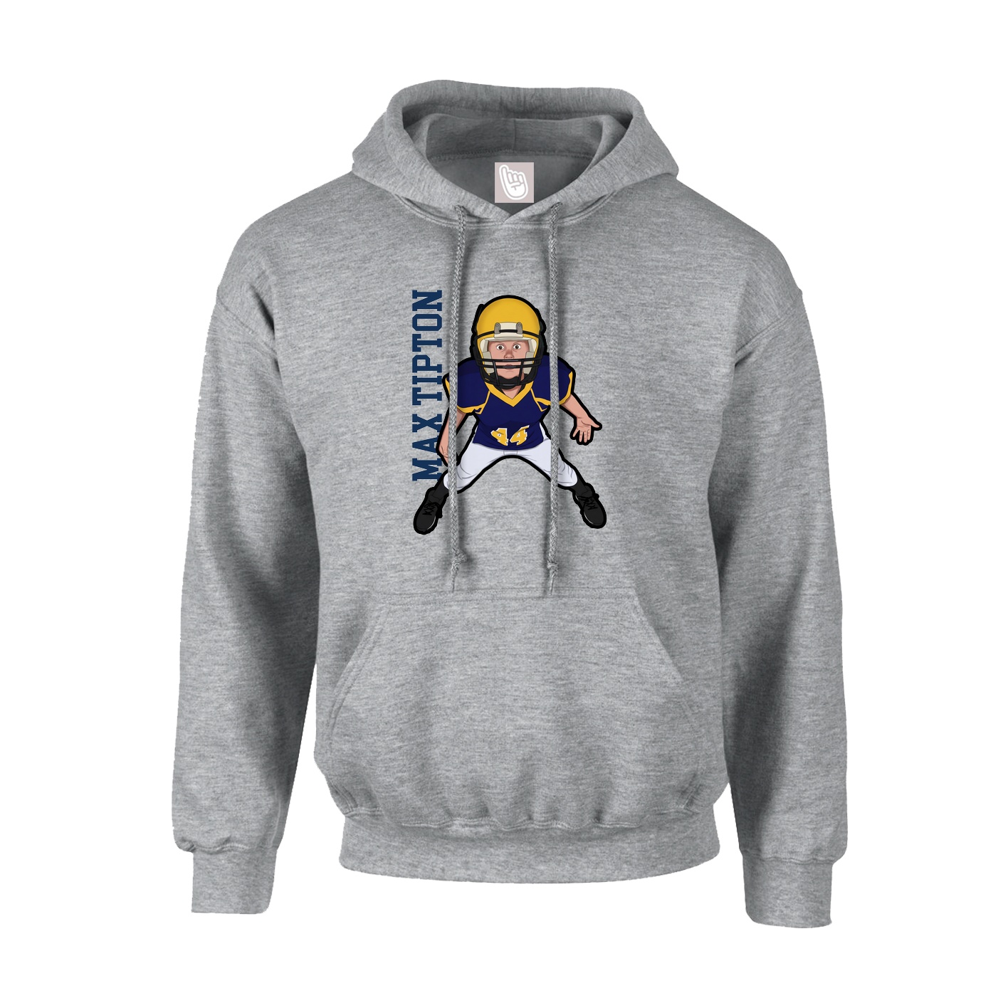 Hoodie — Name Vertical in Grey