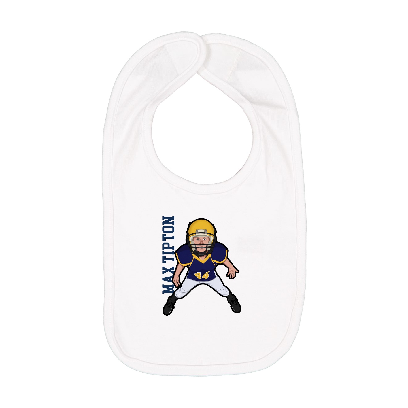 Infant Bib — Name Vertical in White