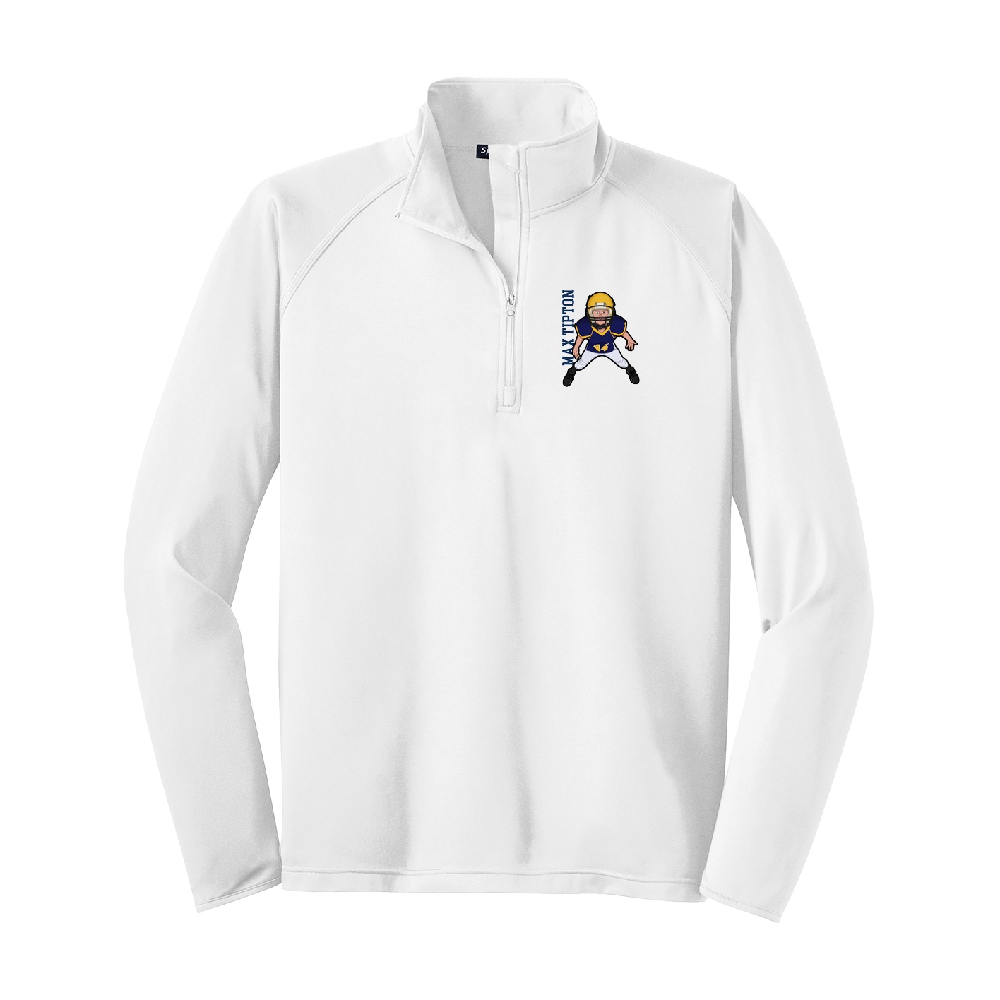 Q-Zip Pullover — Name Vertical in White
