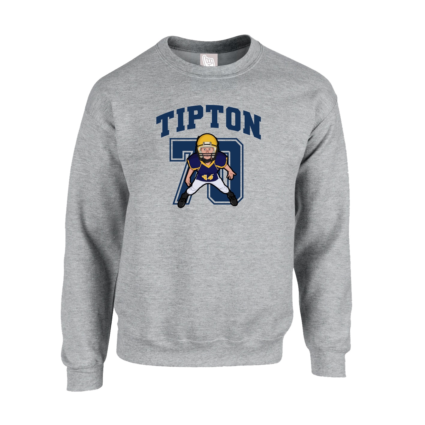 Fleece Crew — Number in Grey