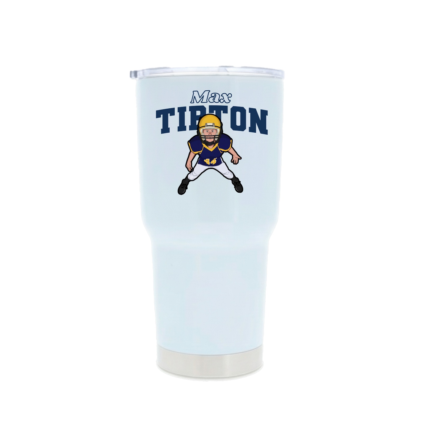 30oz Stainless Steel Tumbler — Name Arch in White