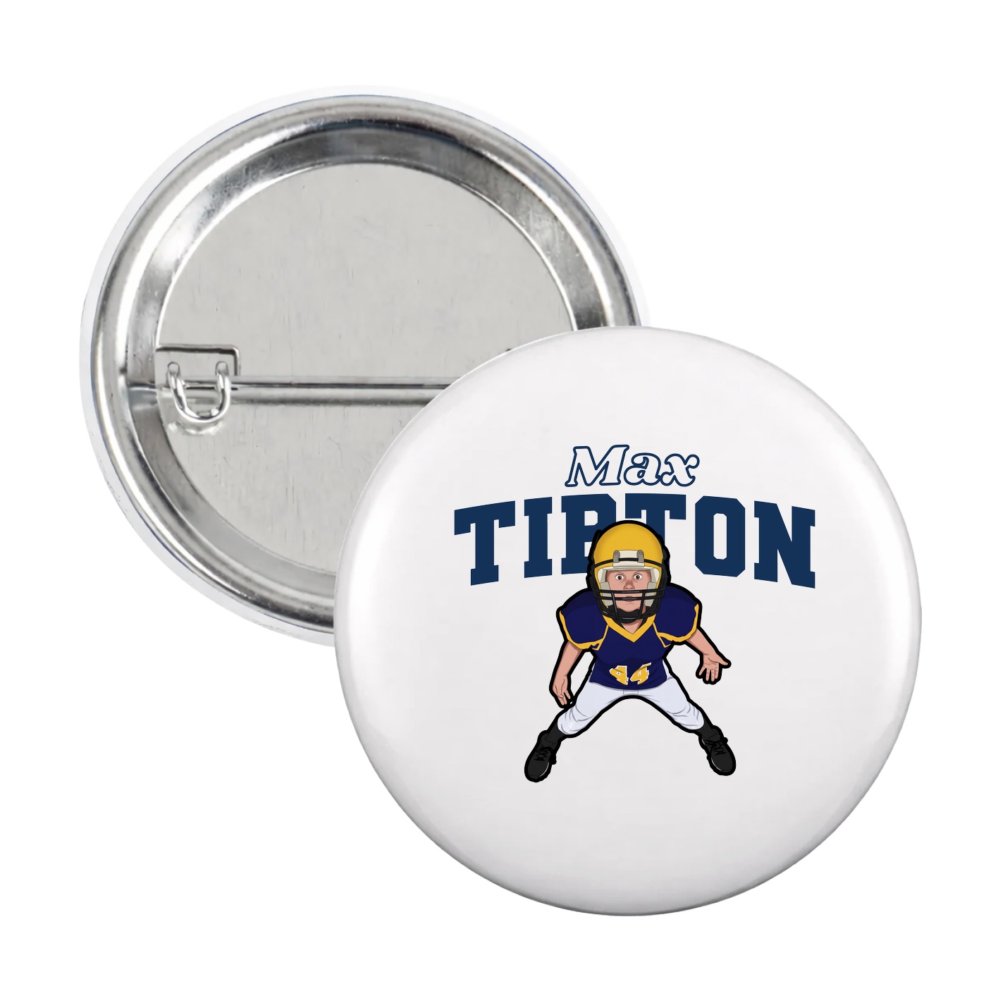 Game Day Button — Name Arch in White