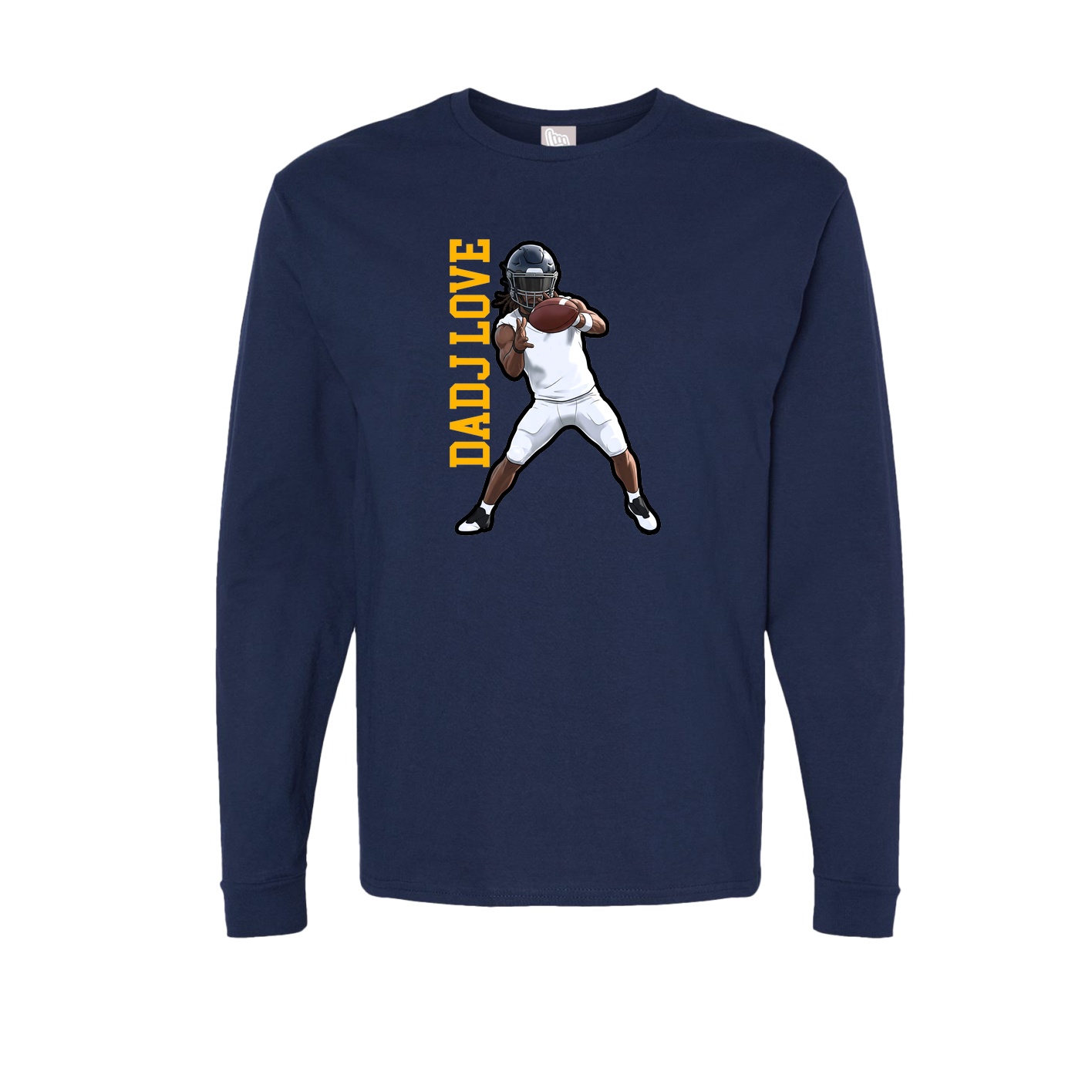 Long Sleeve Tee — Name Vertical in Navy