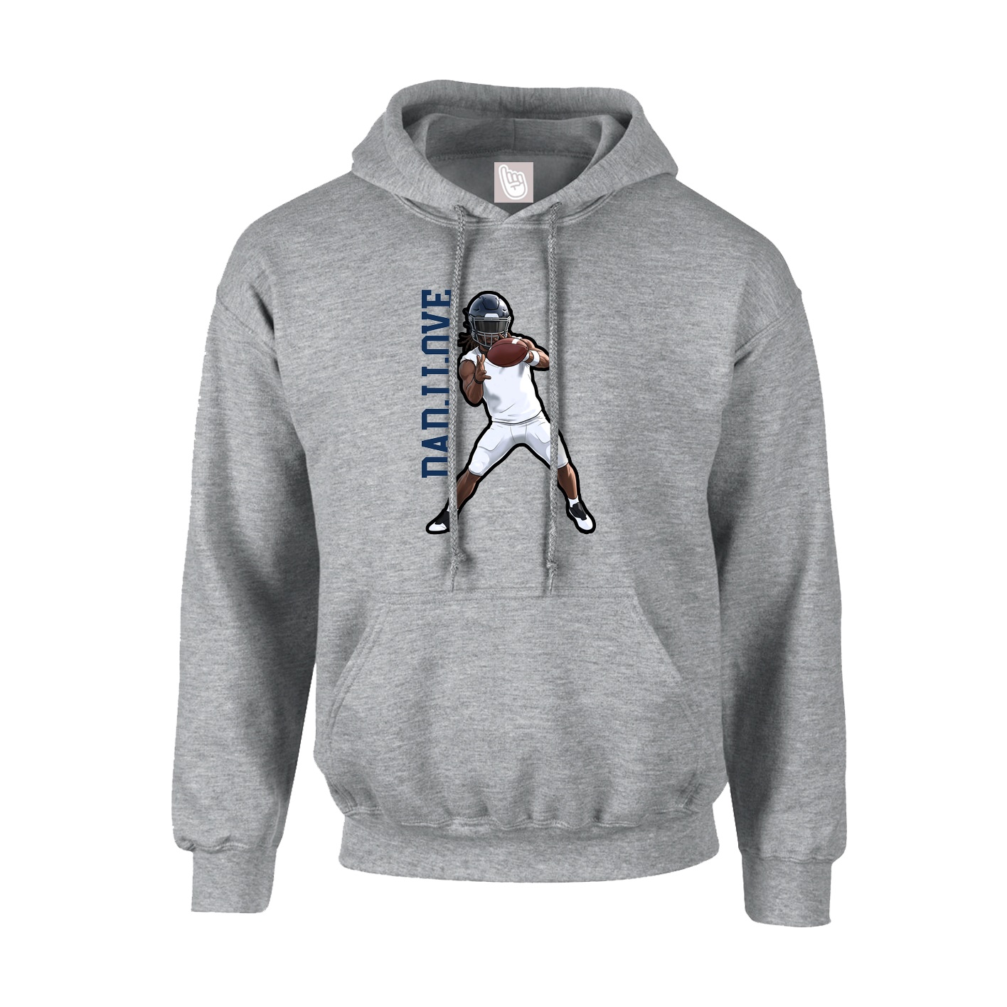 Youth Hoodie — Name Vertical in Grey