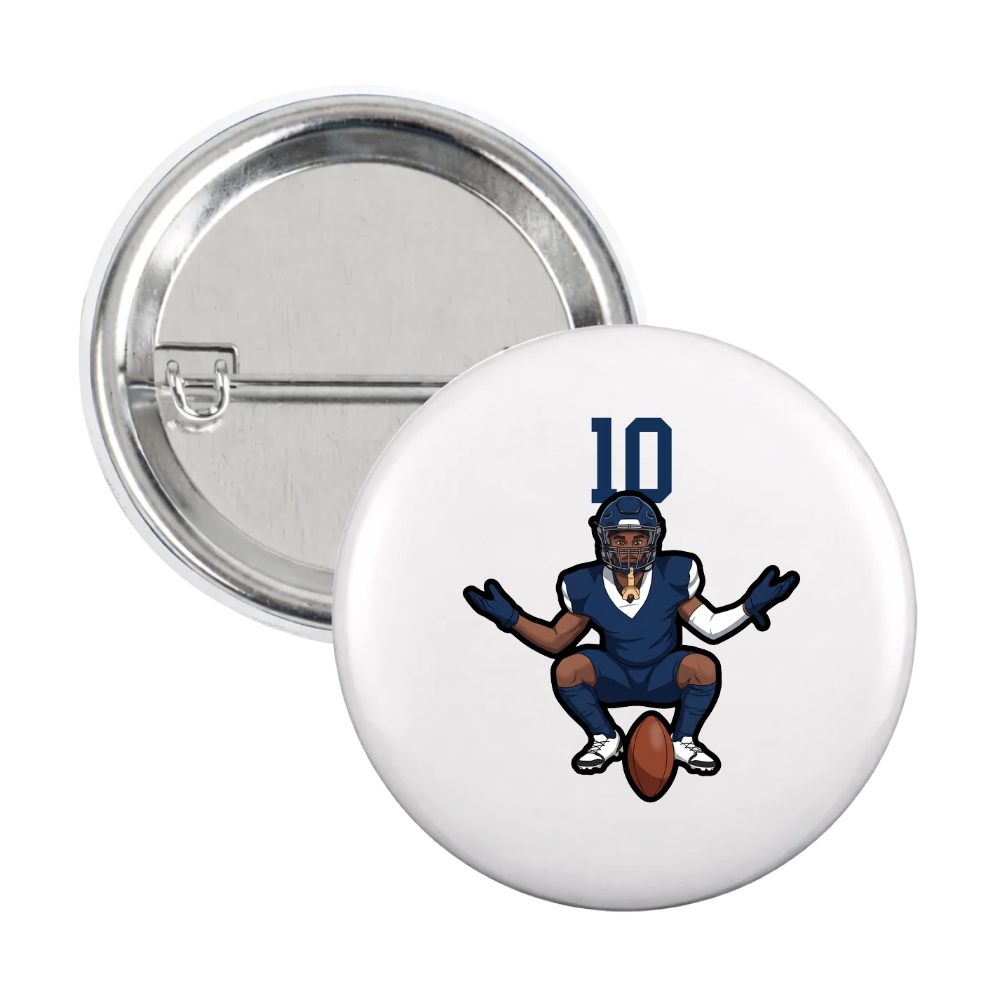 Game Day Button — Number Top in White