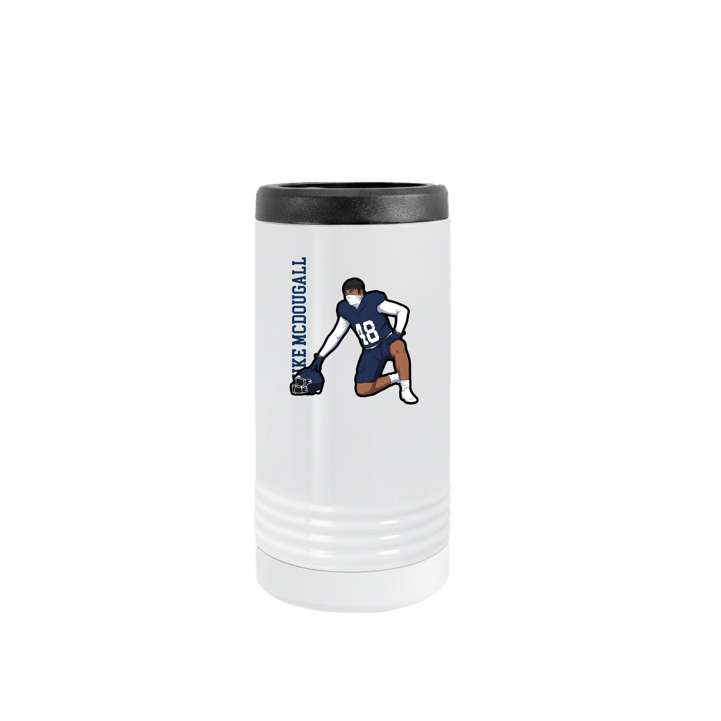Slim Beverage Holder — Name Vertical in White