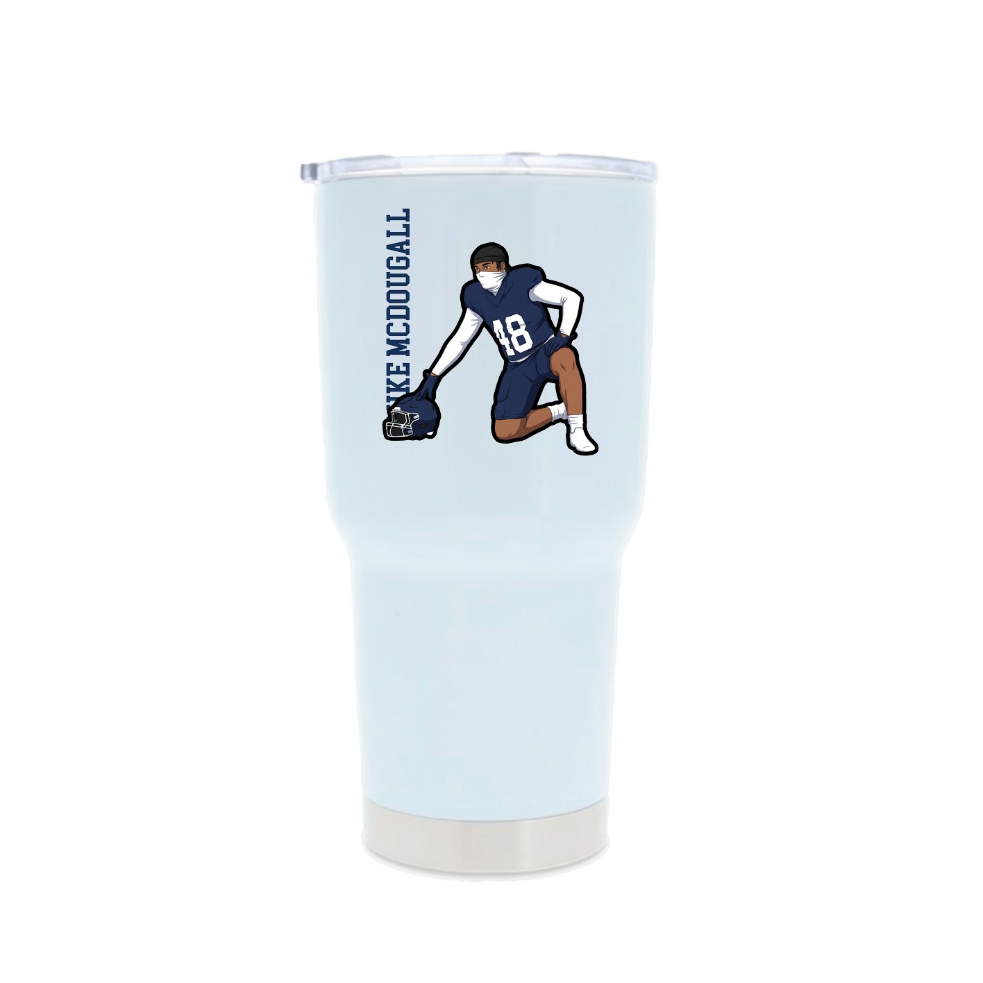 30oz Stainless Steel Tumbler — Name Vertical in White