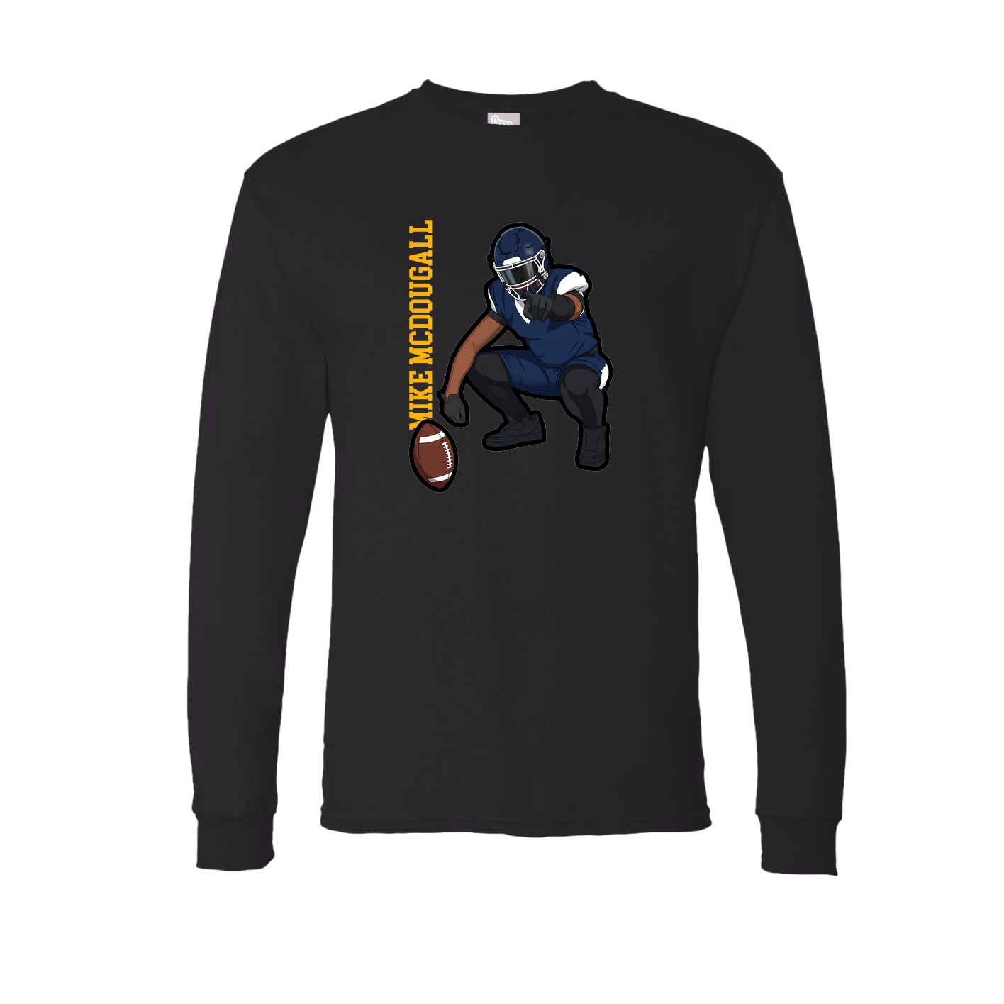 Long Sleeve Tee — Name Vertical in Black
