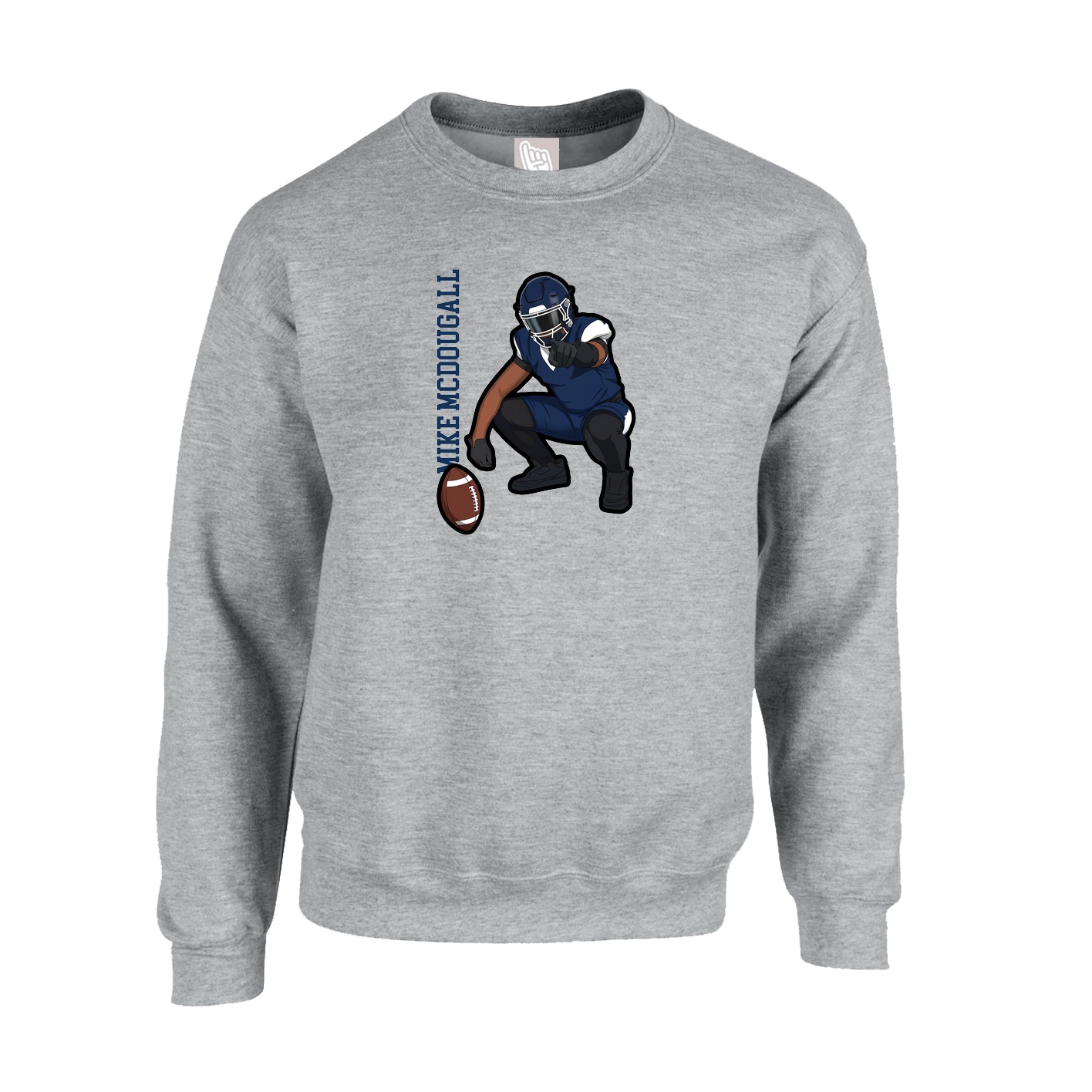 Fleece Crew — Name Vertical in Grey