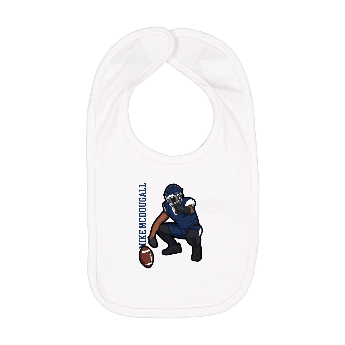 Infant Bib — Name Vertical in White