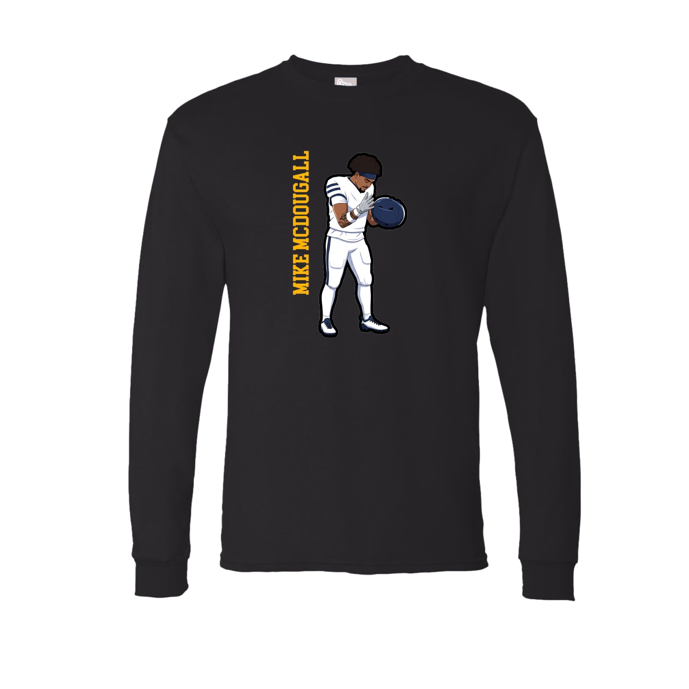 Long Sleeve Tee — Name Vertical in Black