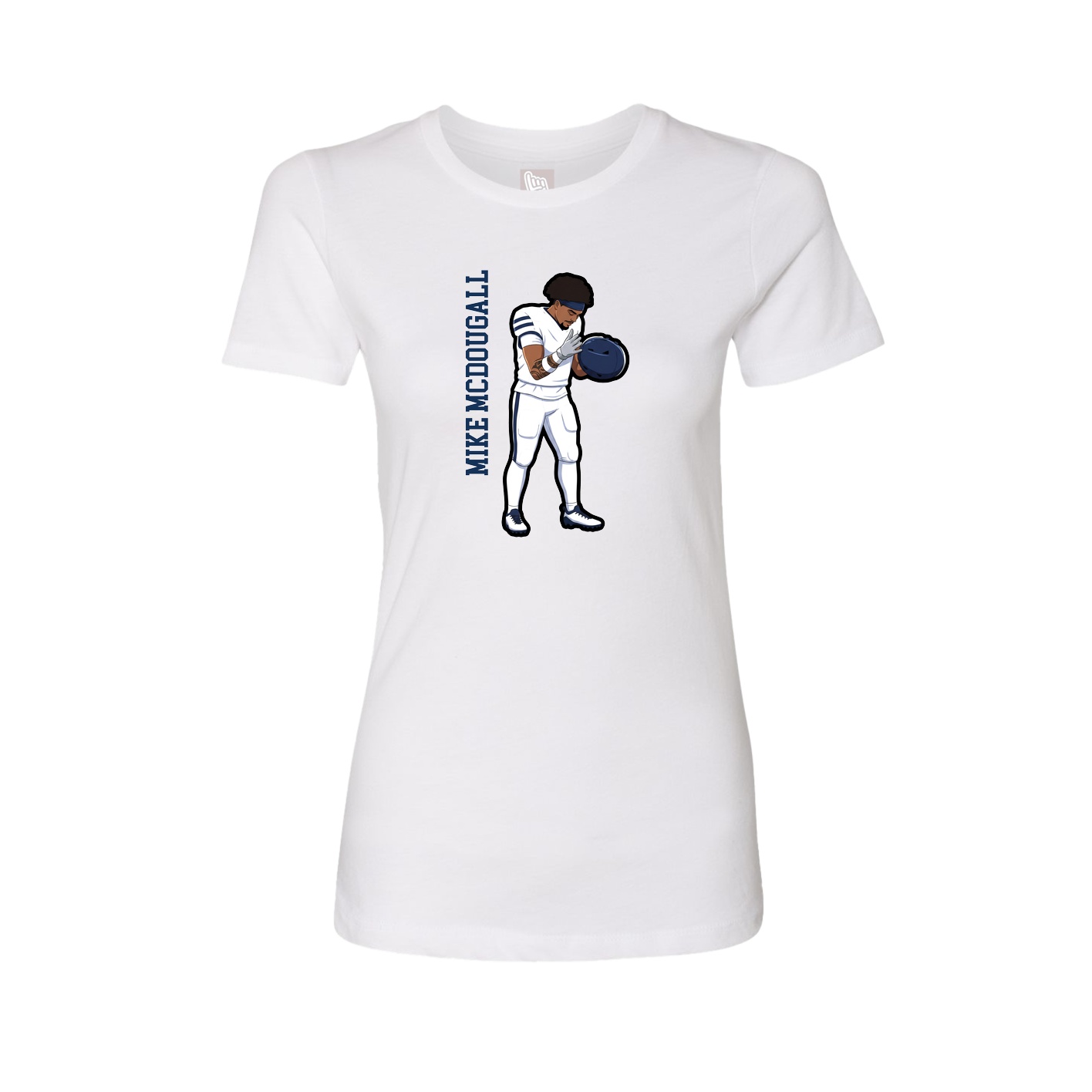 Womens Tee — Name Vertical in White