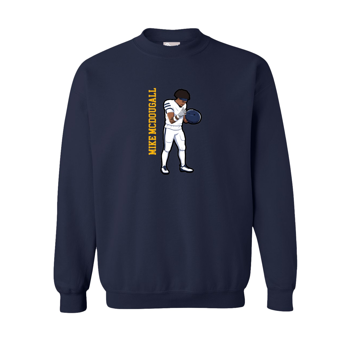 Fleece Crew — Name Vertical in Navy