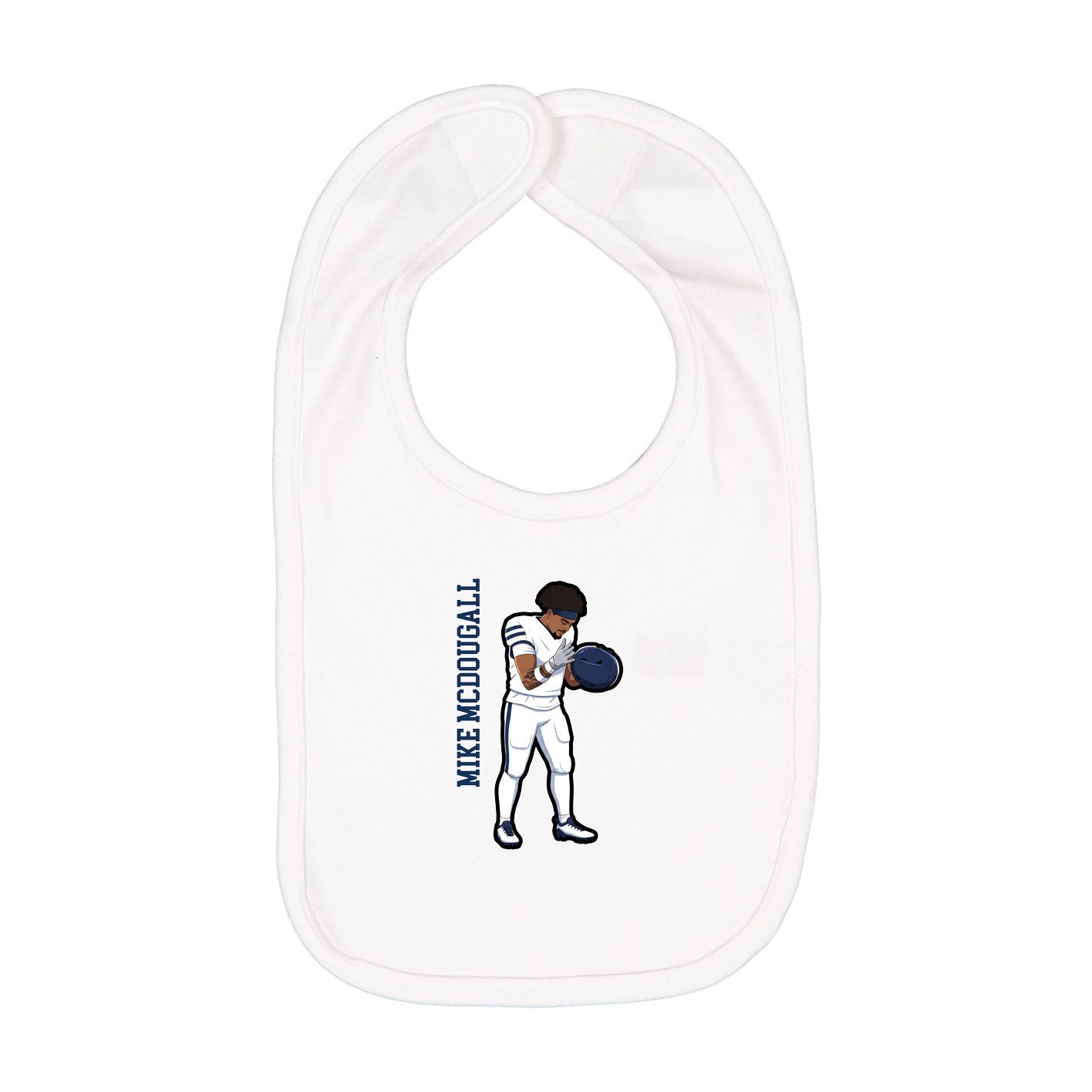 Infant Bib — Name Vertical in White