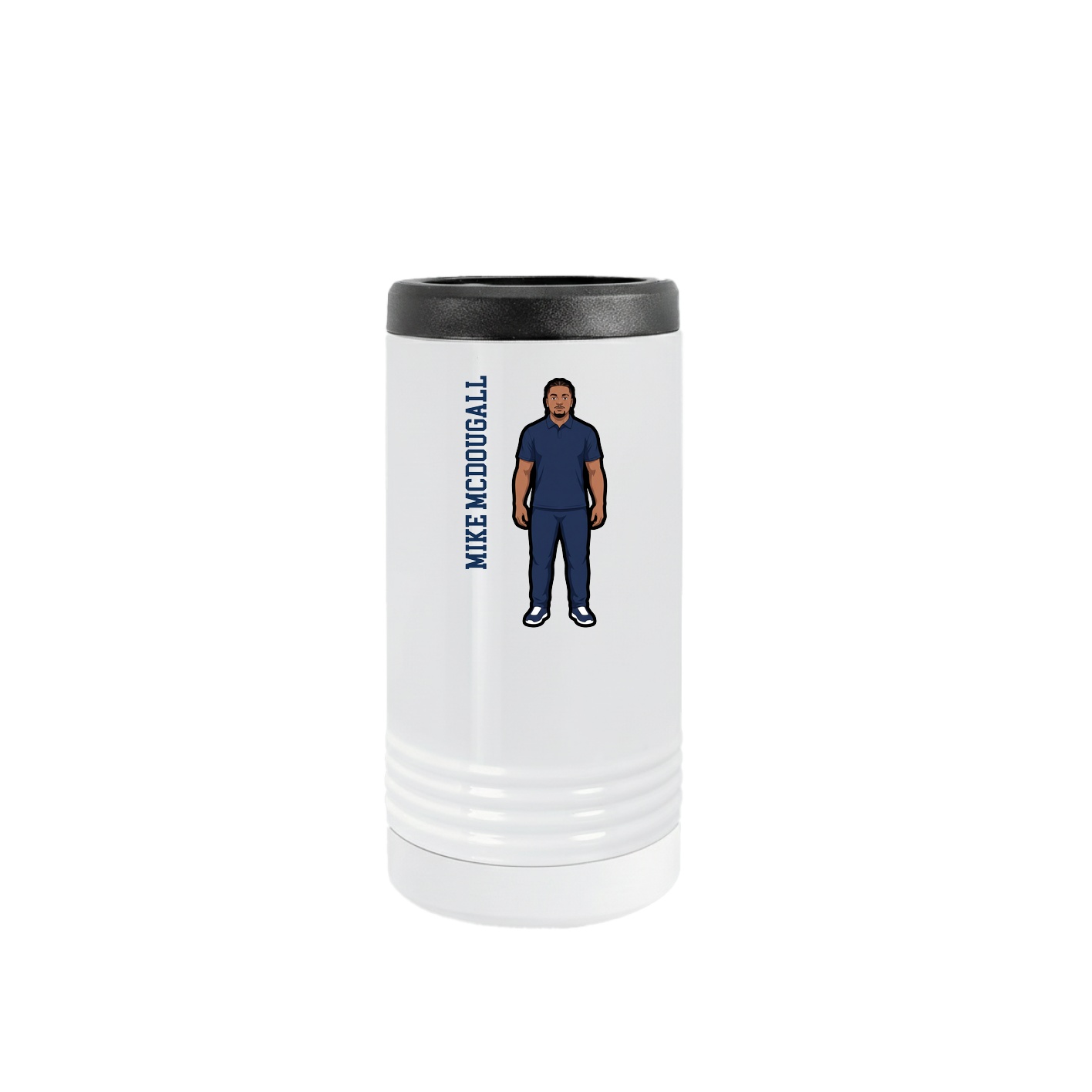Slim Beverage Holder — Name Vertical in White