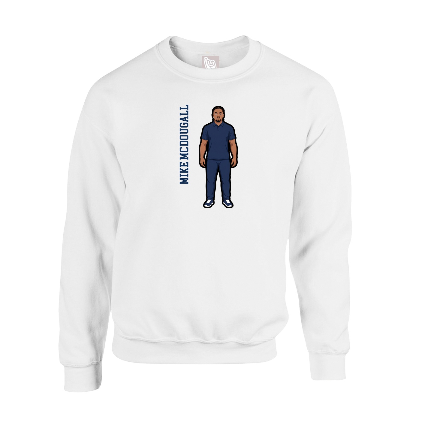 Fleece Crew — Name Vertical in White