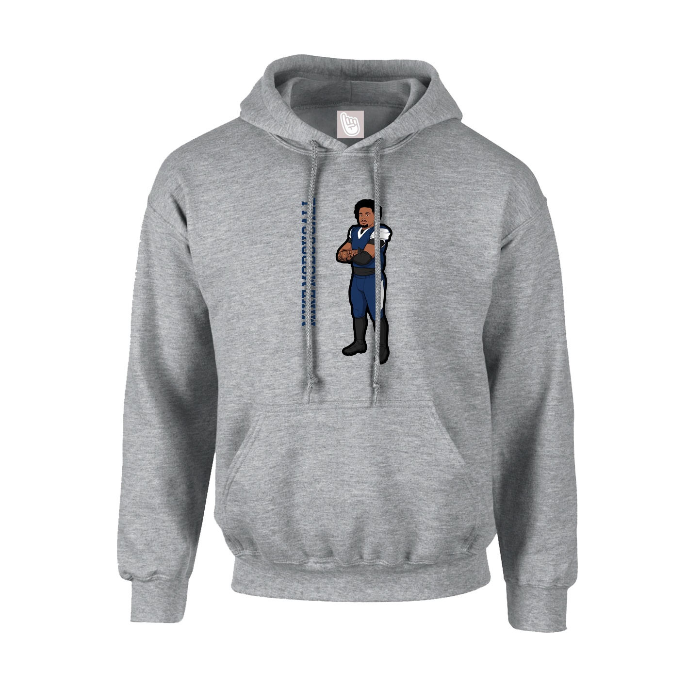 Hoodie — Name Vertical in Grey