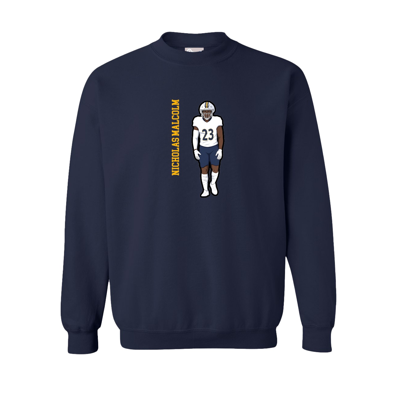 Fleece Crew — Name Vertical in Navy
