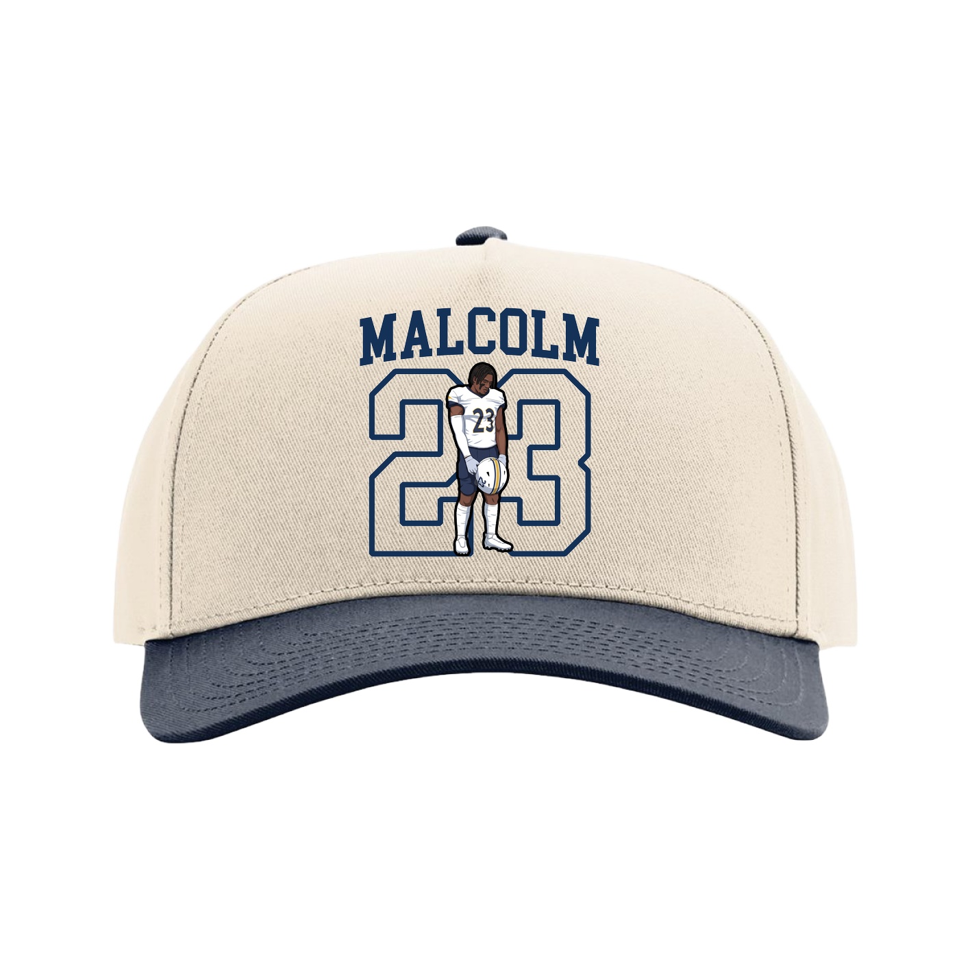 Full Fabric Five-Panel Champ Cap — Shirsey in Cream/Navy