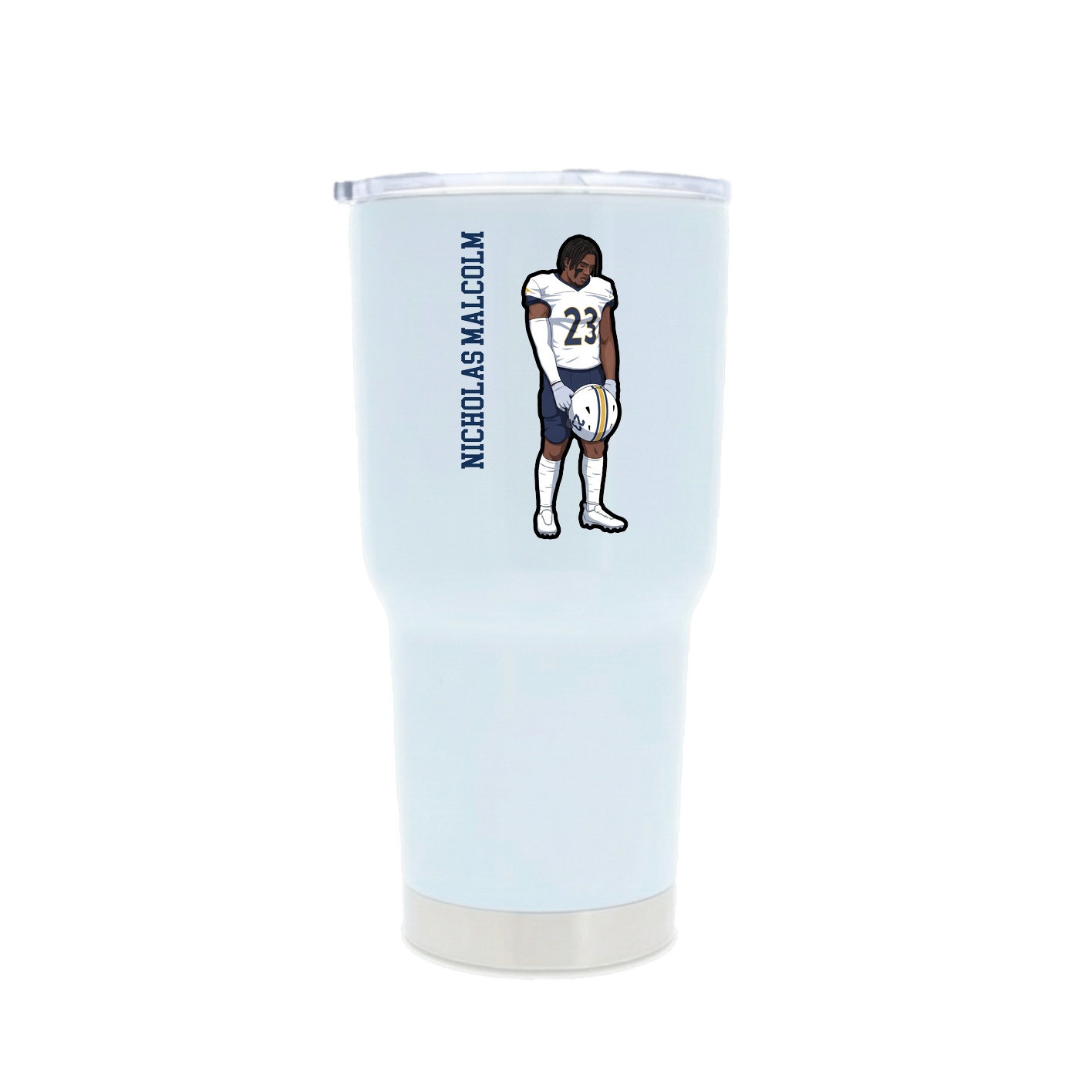 30oz Stainless Steel Tumbler — Name Vertical in White