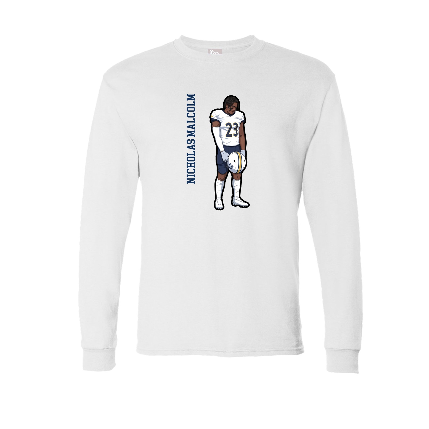 Long Sleeve Tee — Name Vertical in White