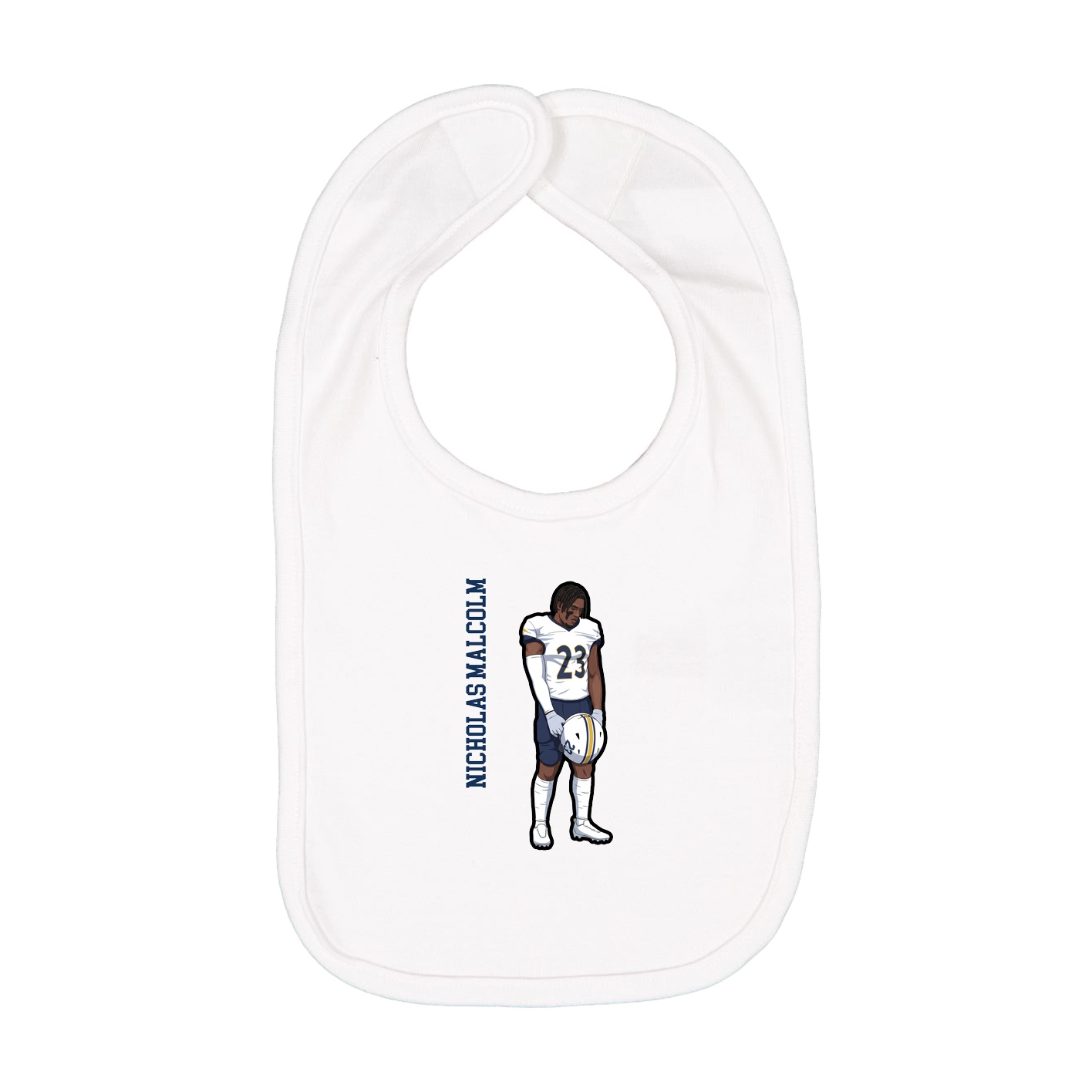 Infant Bib — Name Vertical in White