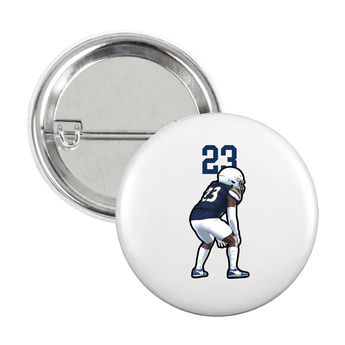 Game Day Button — Number Top in White