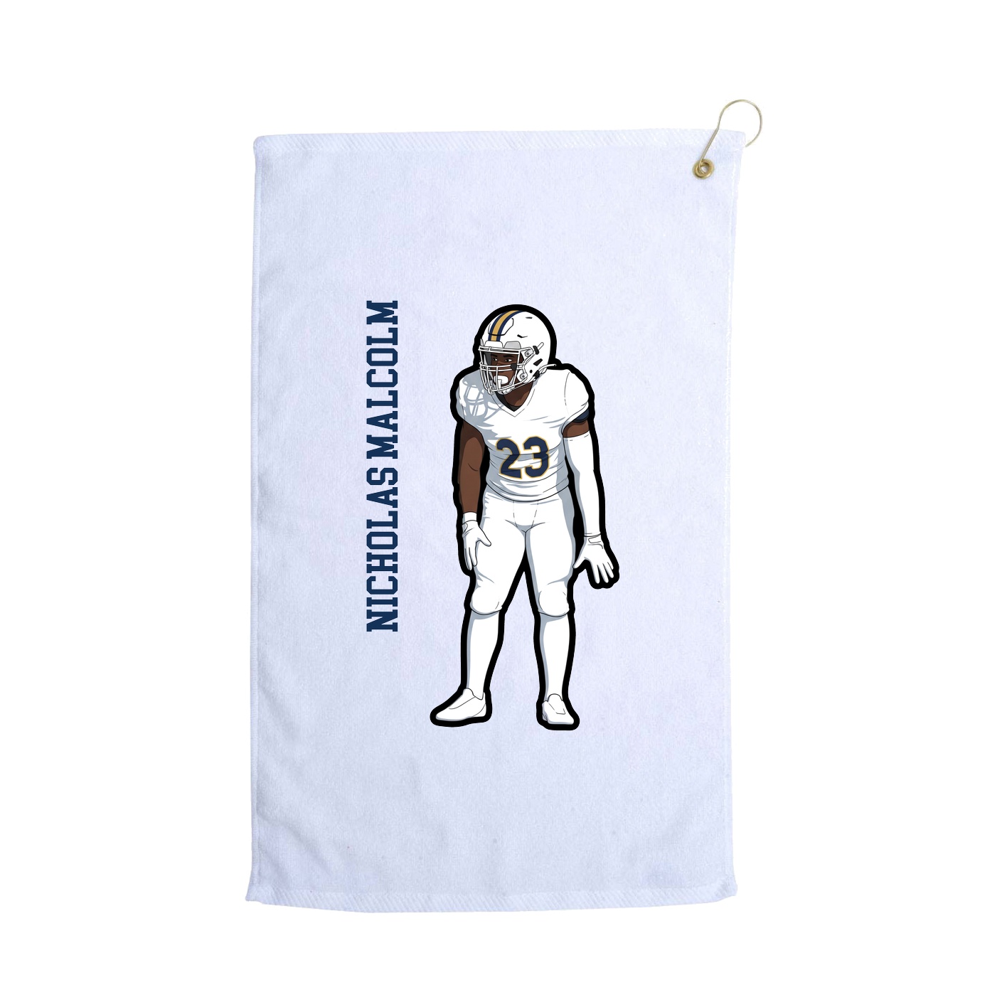 Golf Towel — Name Vertical in White
