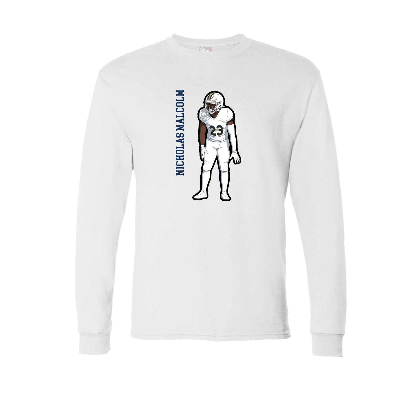 Long Sleeve Tee — Name Vertical in White