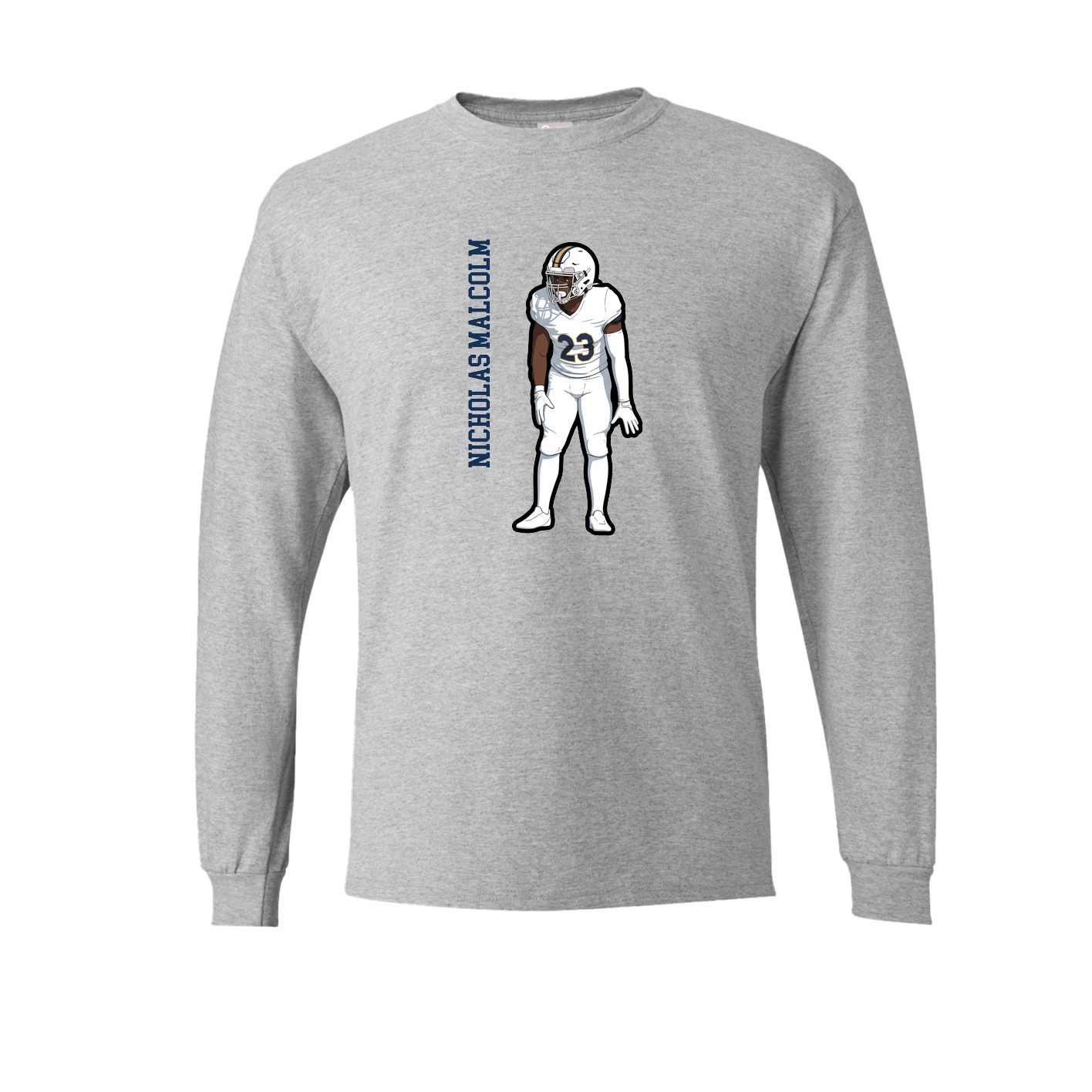 Long Sleeve Tee — Name Vertical in Grey