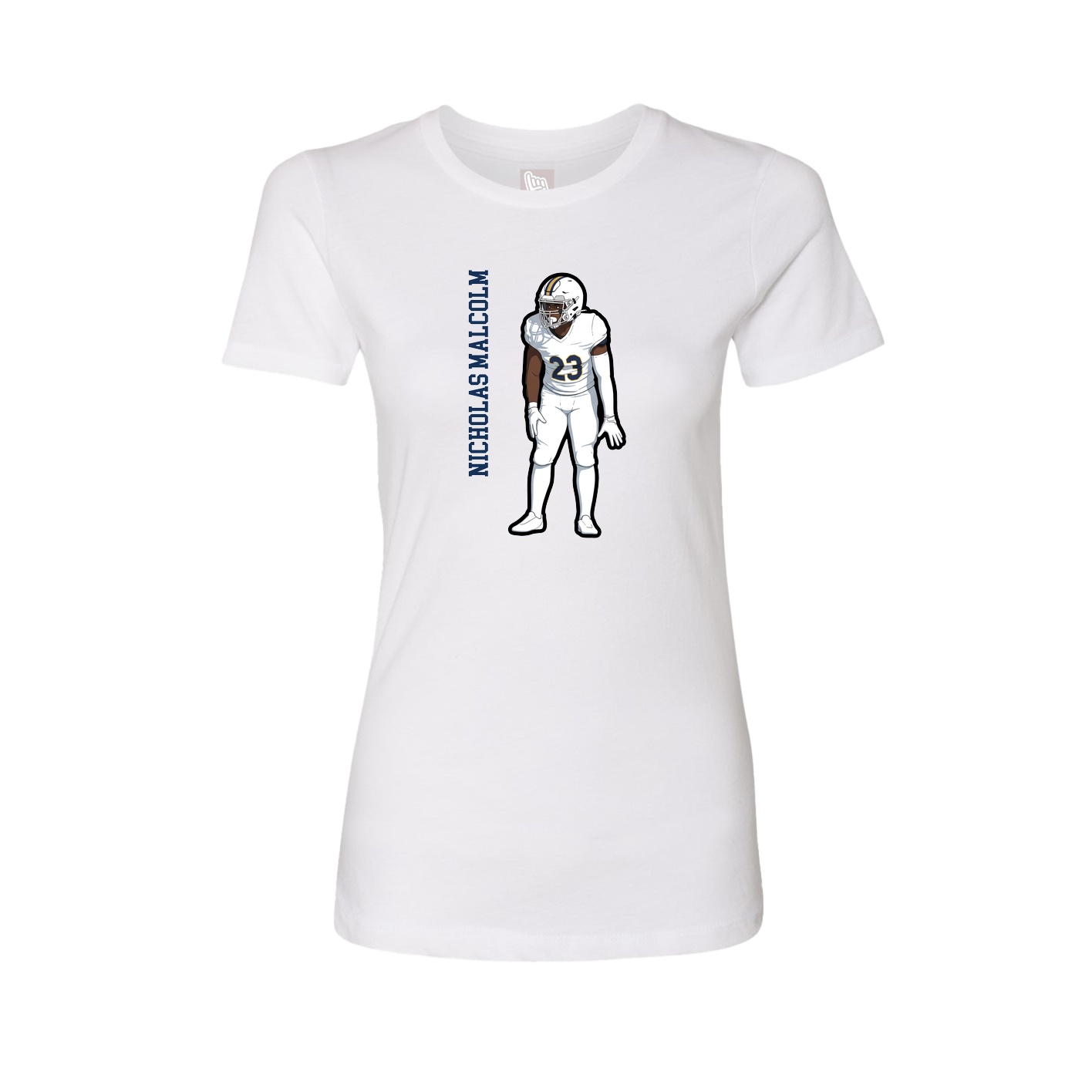 Fitted Women's Tee — Name Vertical in White