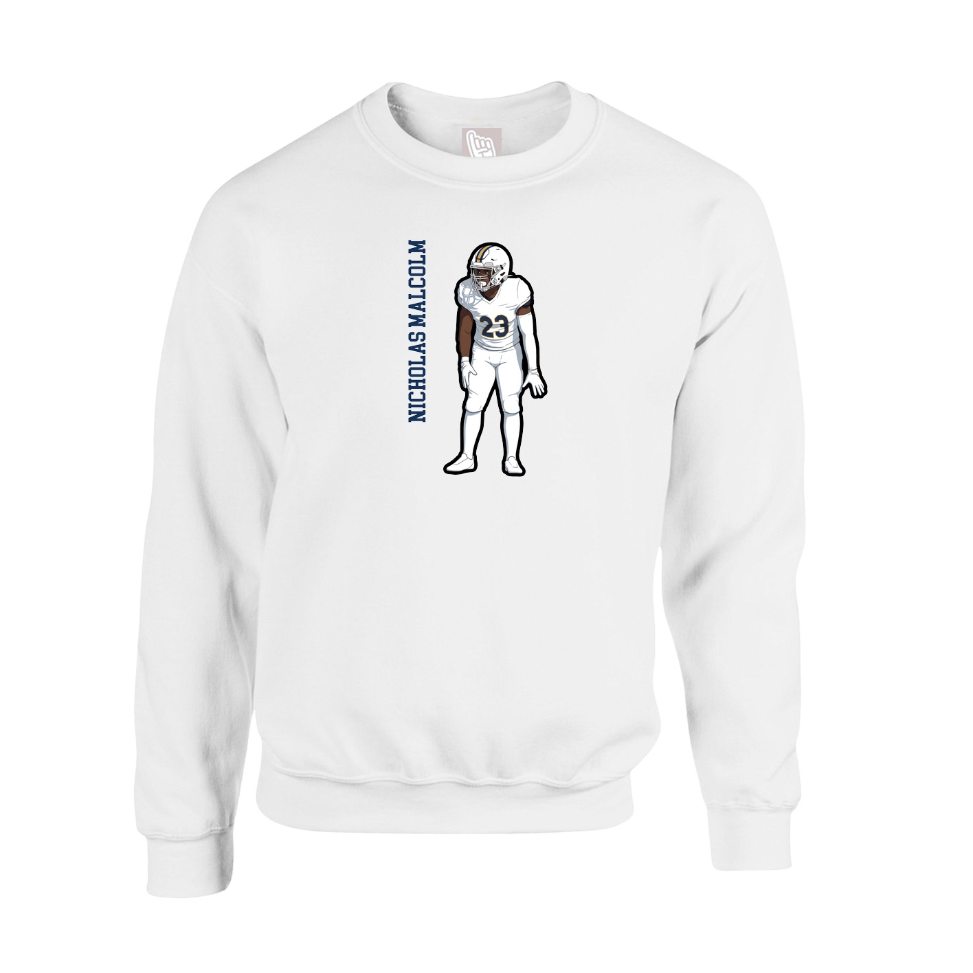 Fleece Crew — Name Vertical in White