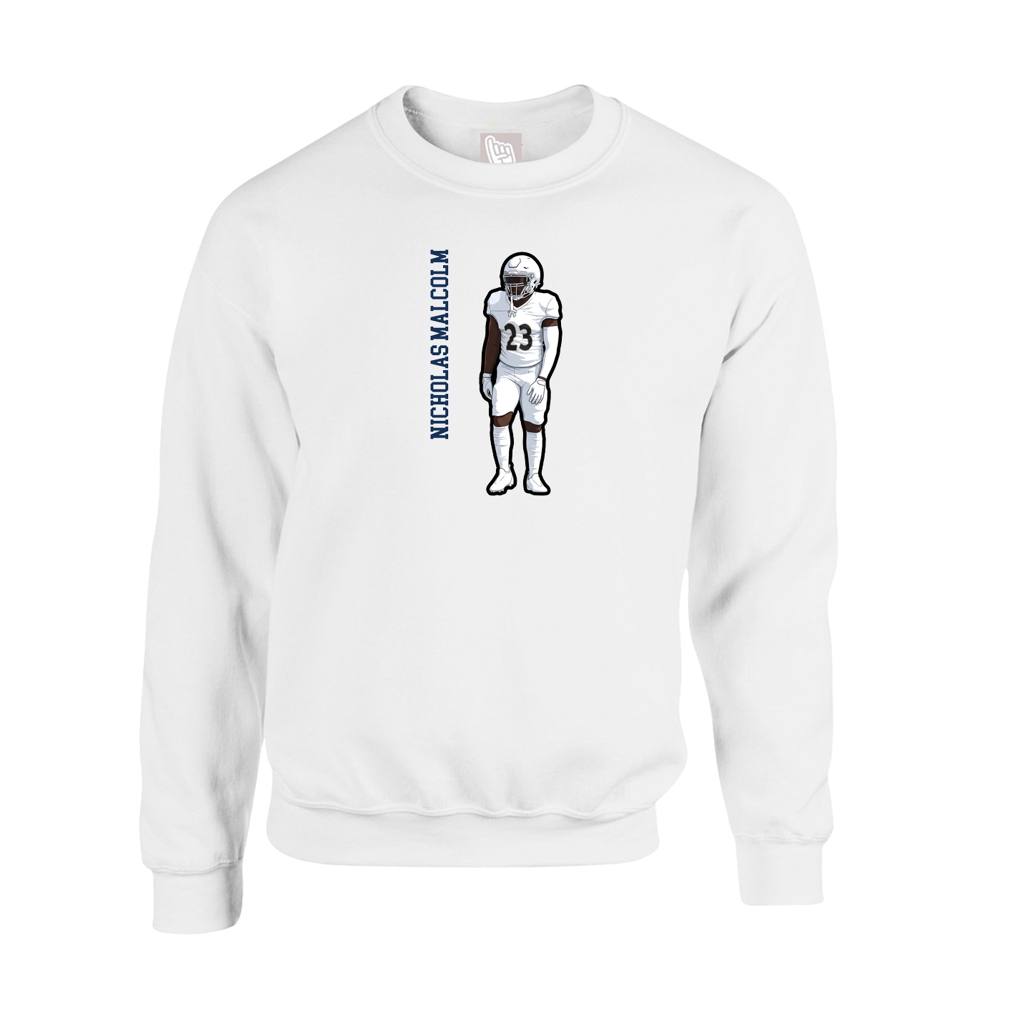 Fleece Crew — Name Vertical in White