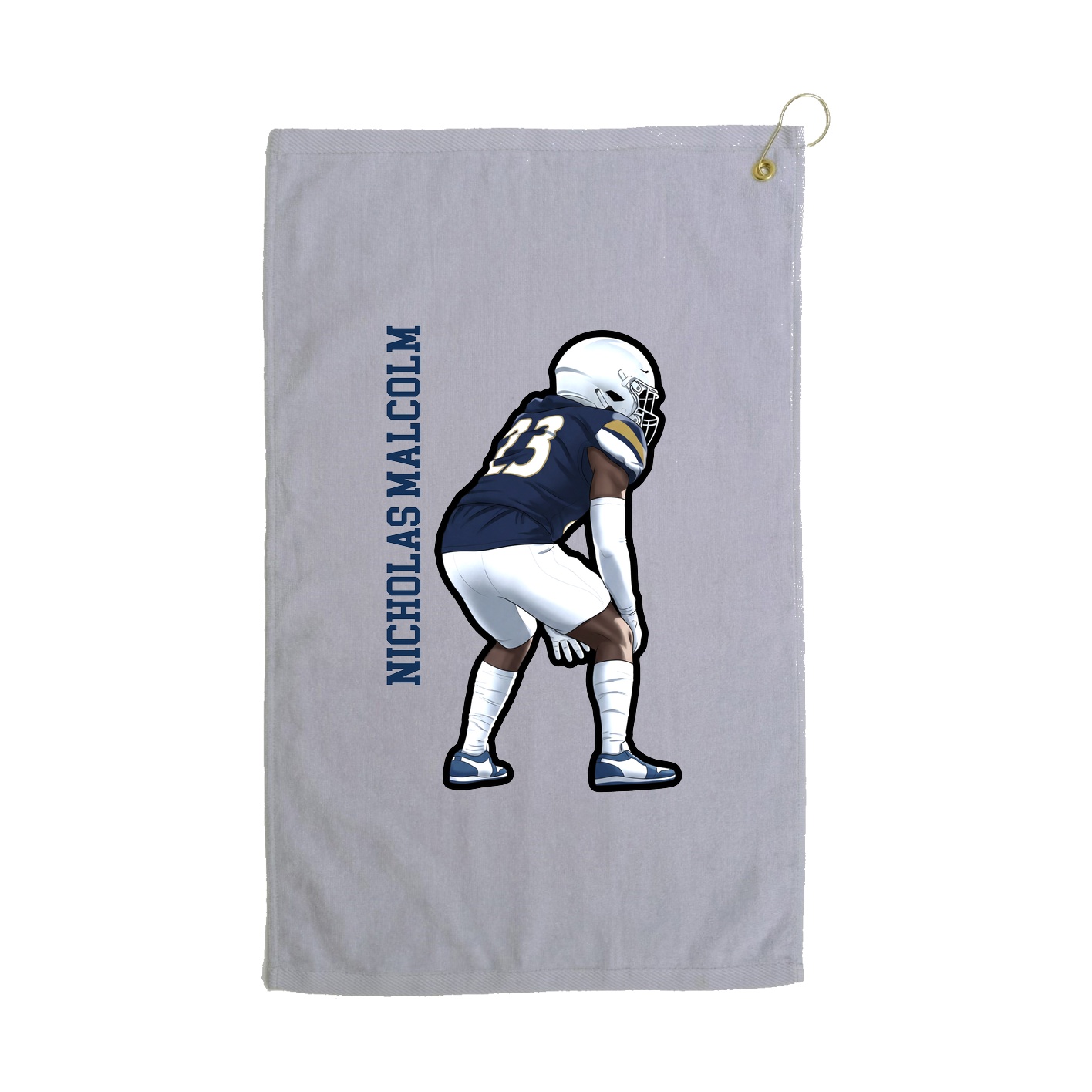 Golf Towel — Name Vertical in Grey