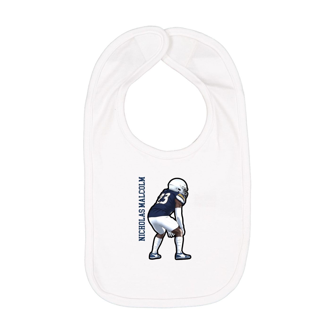 Infant Bib — Name Vertical in White