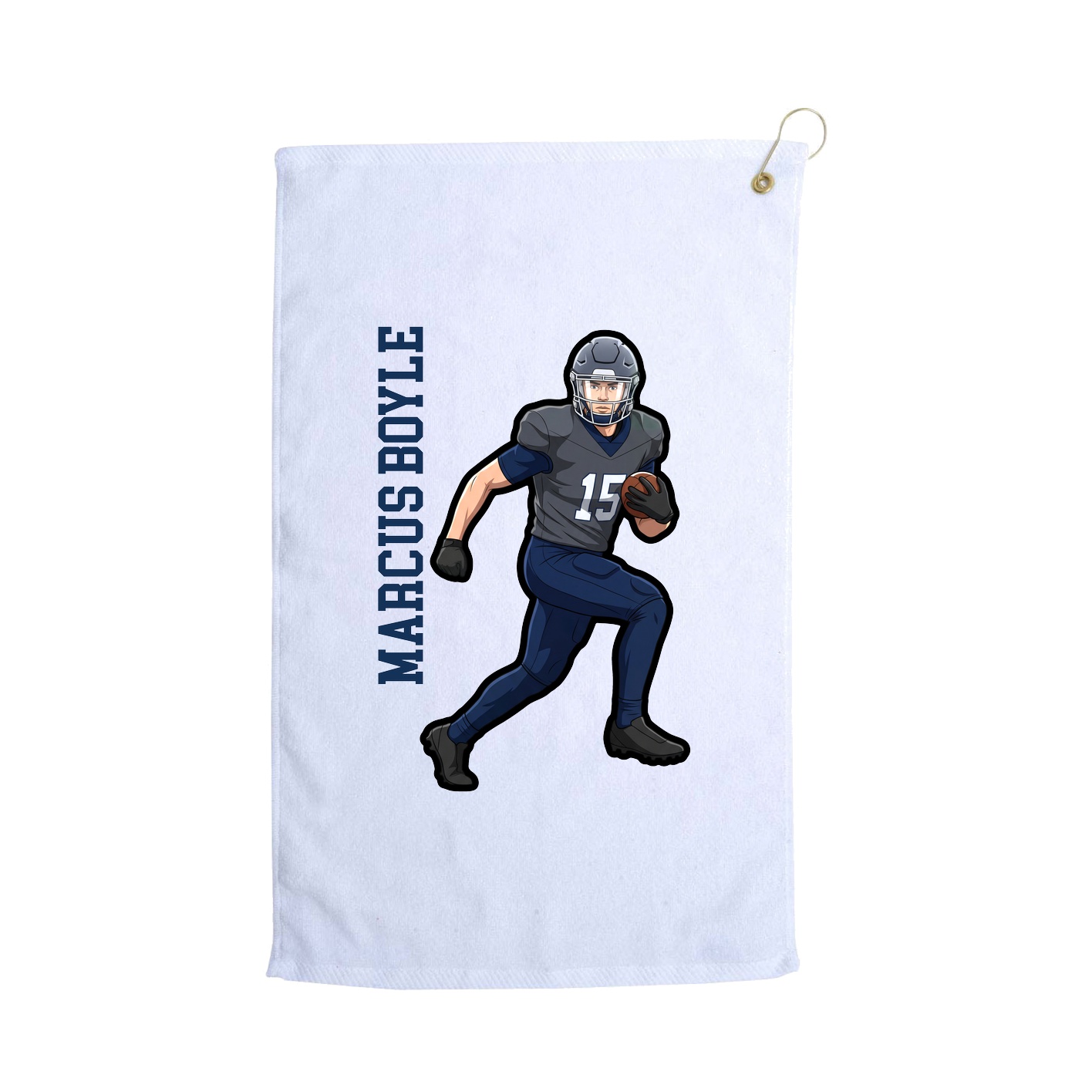 Golf Towel — Name Vertical in White